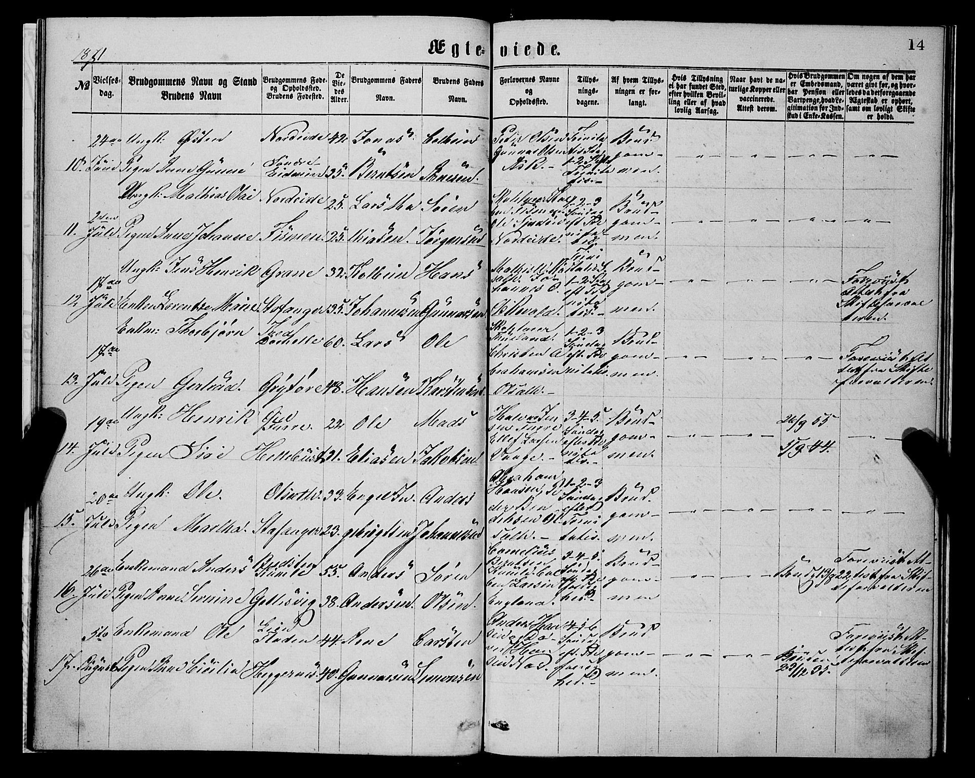 Askvoll sokneprestembete, AV/SAB-A-79501/H/Haa/Haaa/L0014: Parish register (official) no. A 14, 1868-1878, p. 14