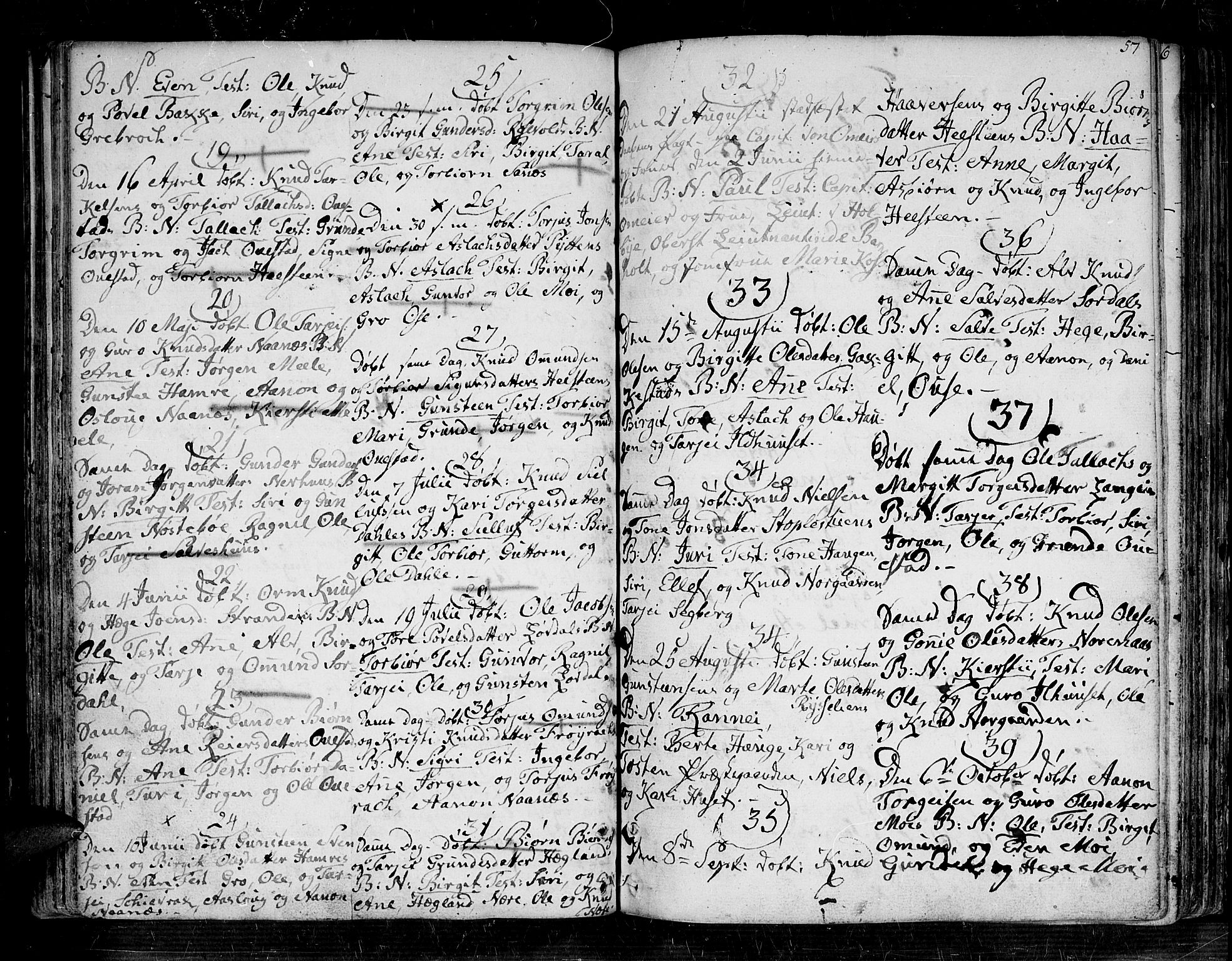 Bygland sokneprestkontor, AV/SAK-1111-0006/F/Fa/Fab/L0002: Parish register (official) no. A 2, 1766-1816, p. 57