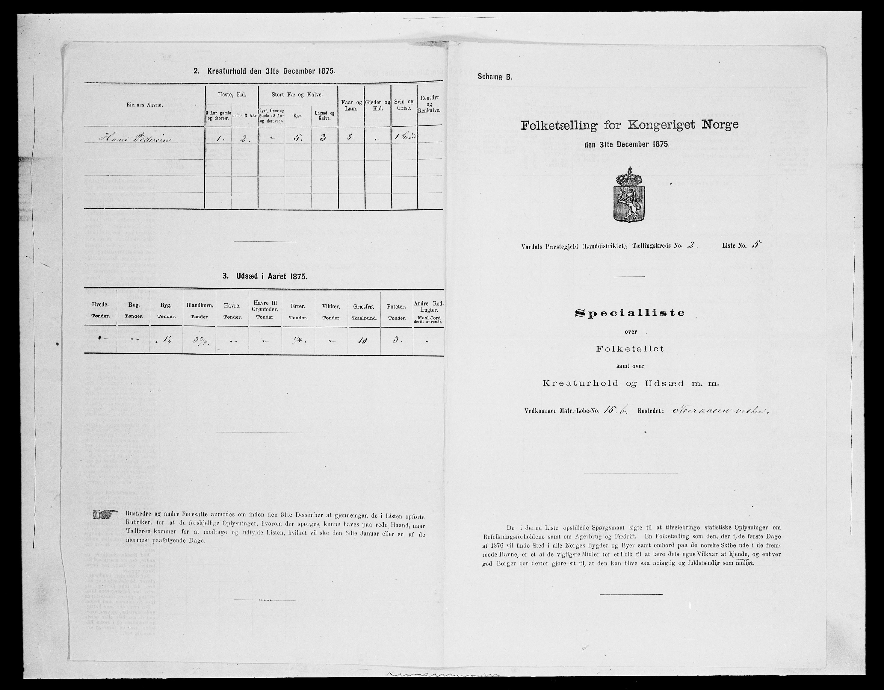 SAH, 1875 census for 0527L Vardal/Vardal og Hunn, 1875, p. 174