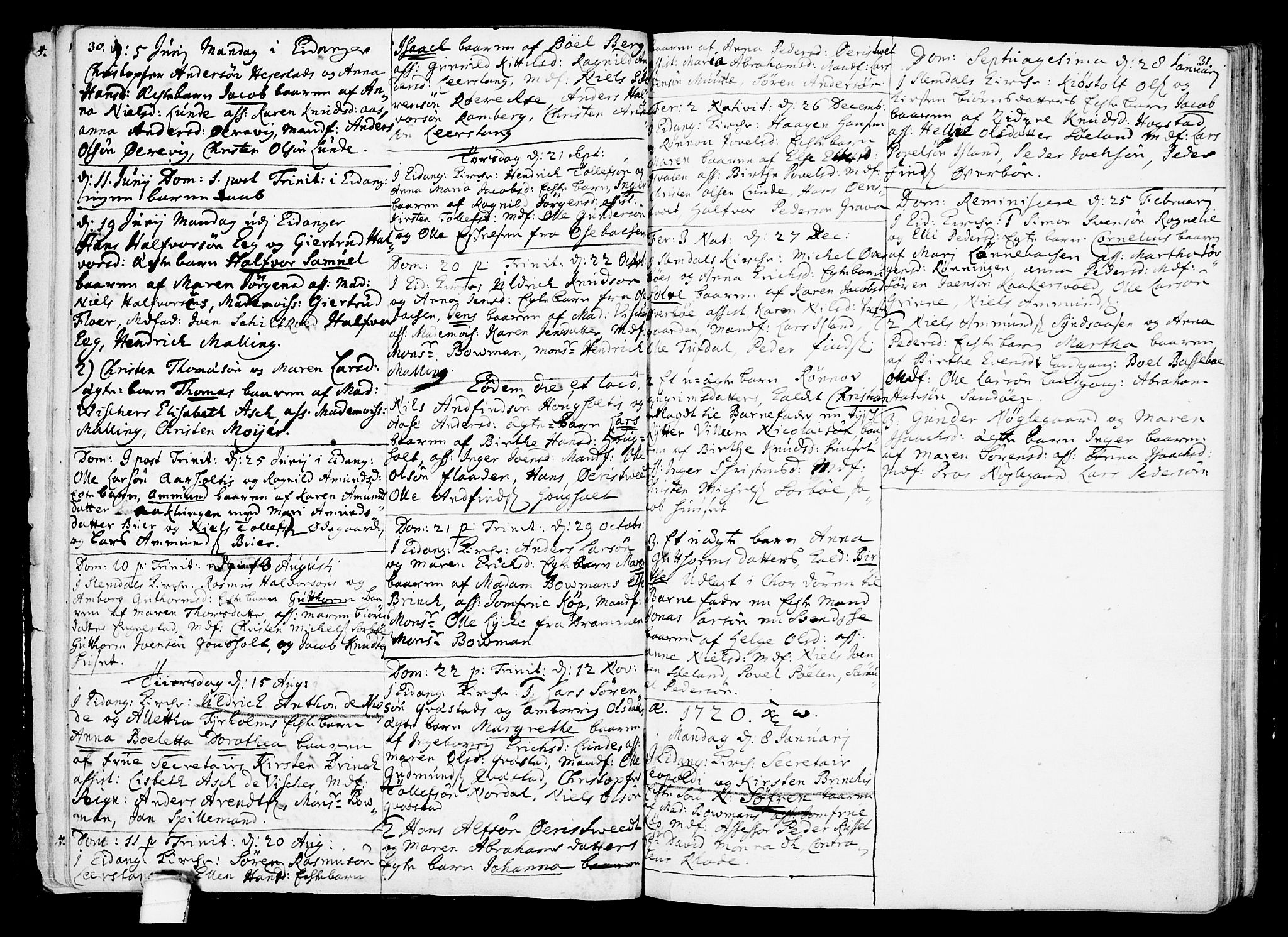 Eidanger kirkebøker, SAKO/A-261/F/Fa/L0002: Parish register (official) no. 2, 1712-1720, p. 30-31