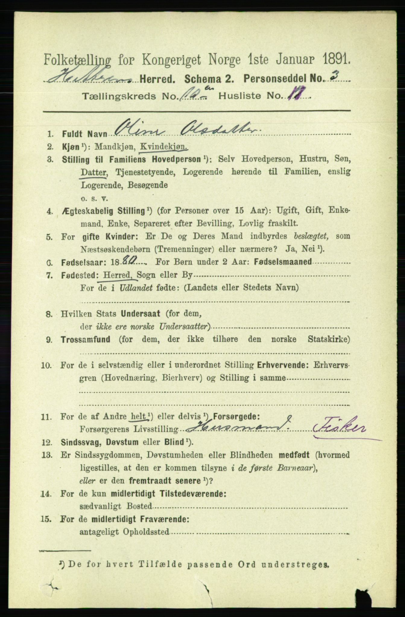 RA, 1891 census for 1617 Hitra, 1891, p. 2302