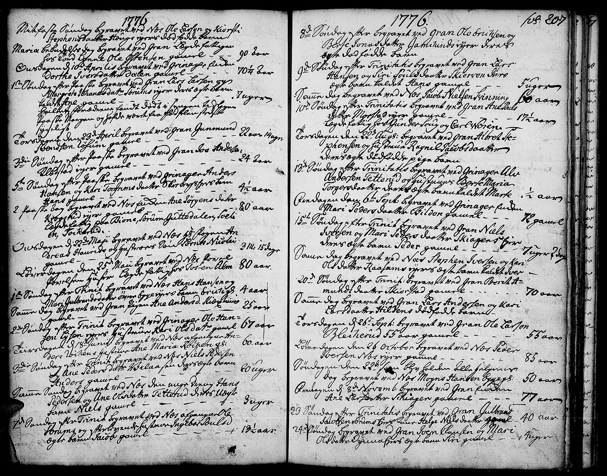 Gran prestekontor, SAH/PREST-112/H/Ha/Haa/L0005: Parish register (official) no. 5, 1776-1788, p. 207