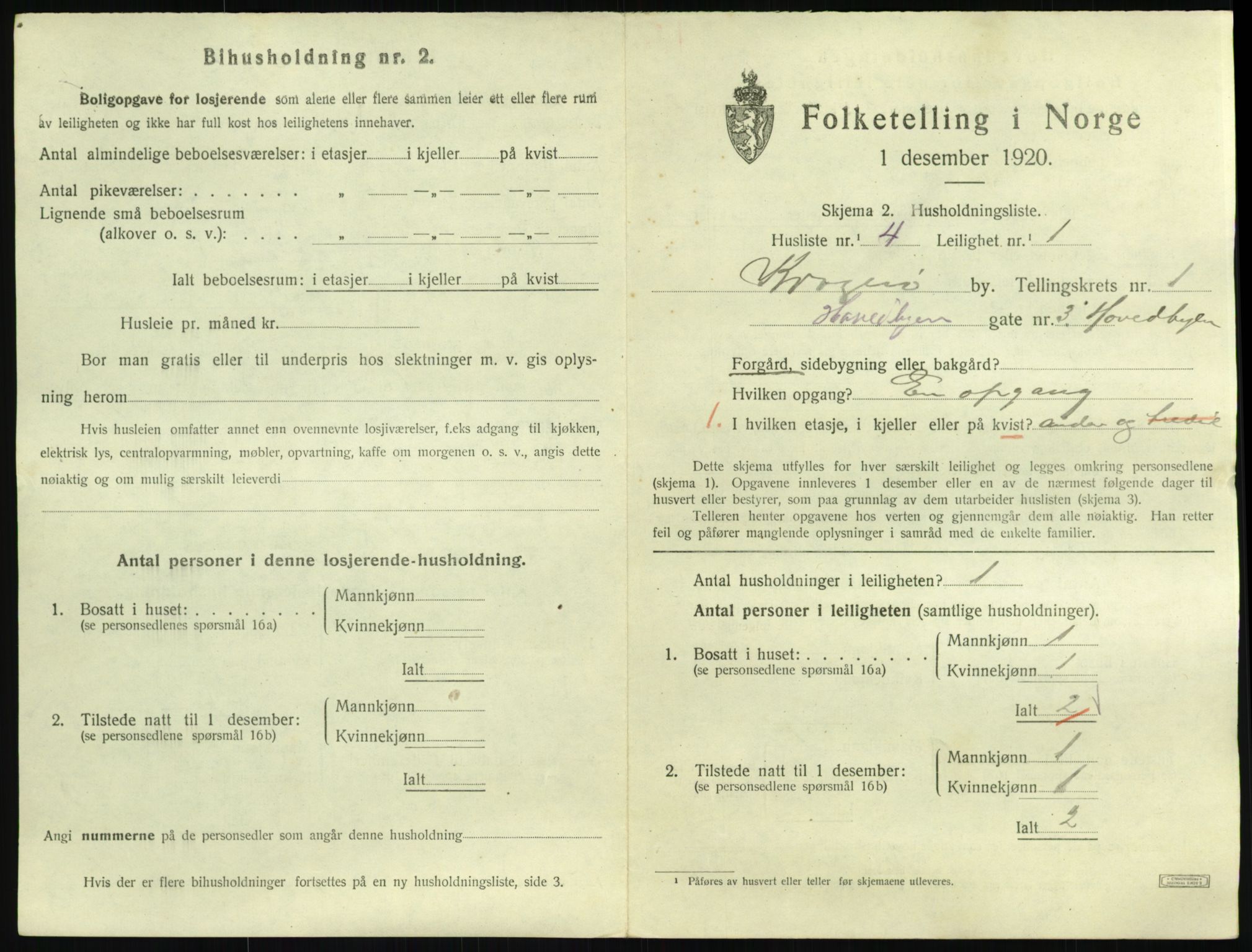 SAKO, 1920 census for Kragerø, 1920, p. 1893