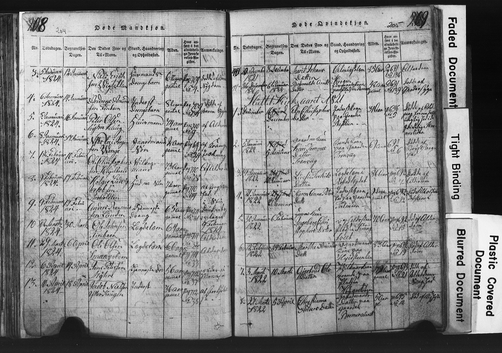 Ministerialprotokoller, klokkerbøker og fødselsregistre - Nord-Trøndelag, AV/SAT-A-1458/701/L0017: Parish register (copy) no. 701C01, 1817-1825, p. 204-205