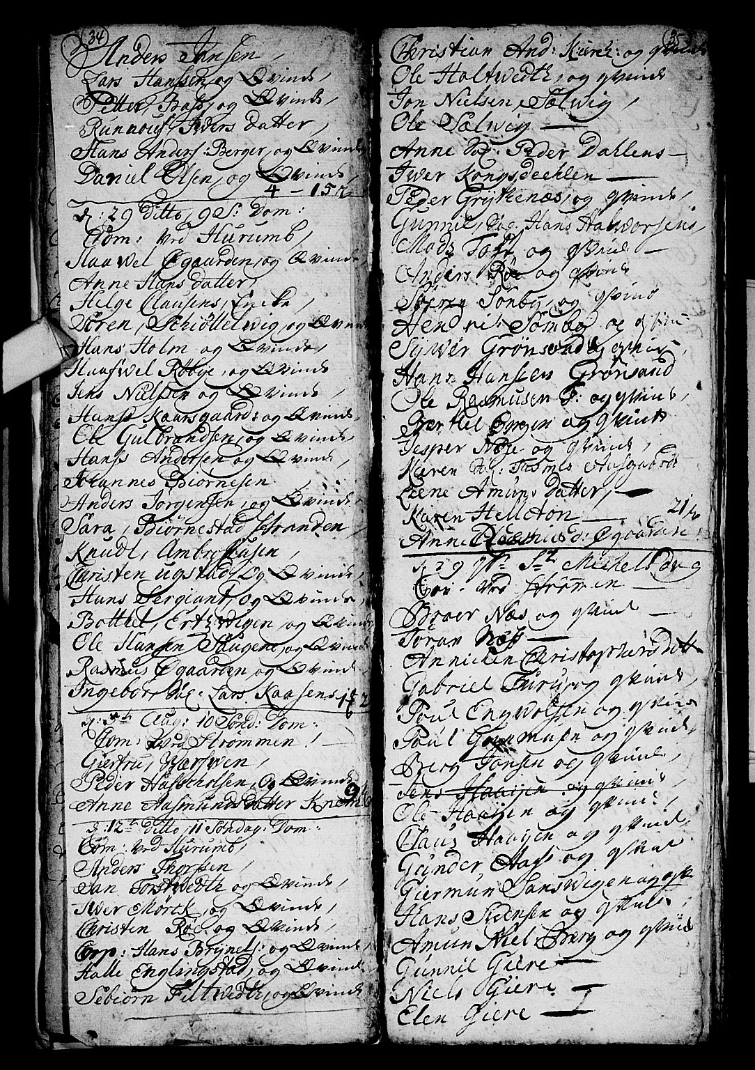 Hurum kirkebøker, AV/SAKO-A-229/F/Fa/L0005: Parish register (official) no. 5, 1735-1739, p. 34-35