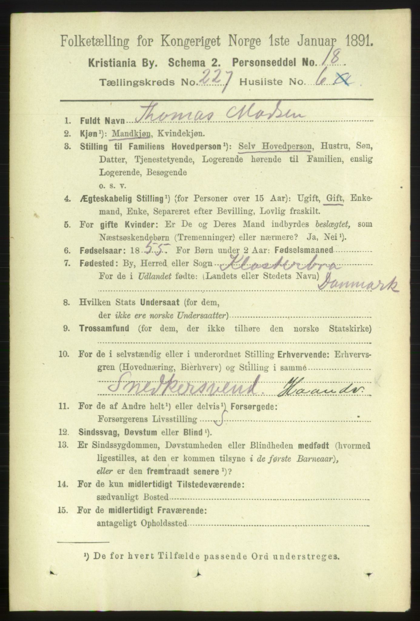 RA, 1891 census for 0301 Kristiania, 1891, p. 138698