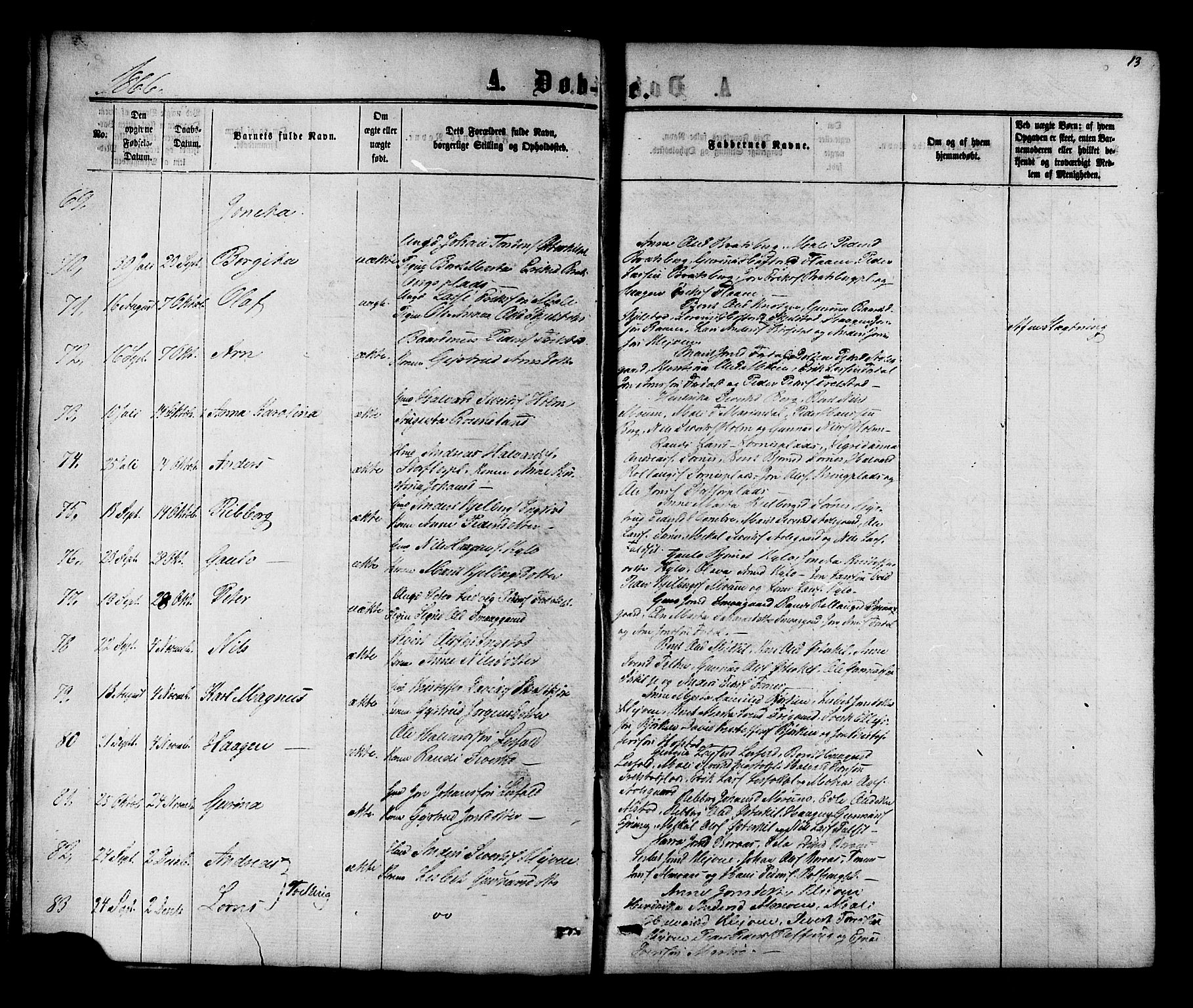 Ministerialprotokoller, klokkerbøker og fødselsregistre - Nord-Trøndelag, SAT/A-1458/703/L0038: Parish register (copy) no. 703C01, 1864-1870, p. 13