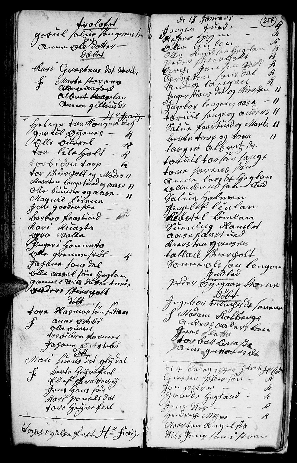 Holt sokneprestkontor, SAK/1111-0021/F/Fb/L0004: Parish register (copy) no. B 4, 1730-1746, p. 254