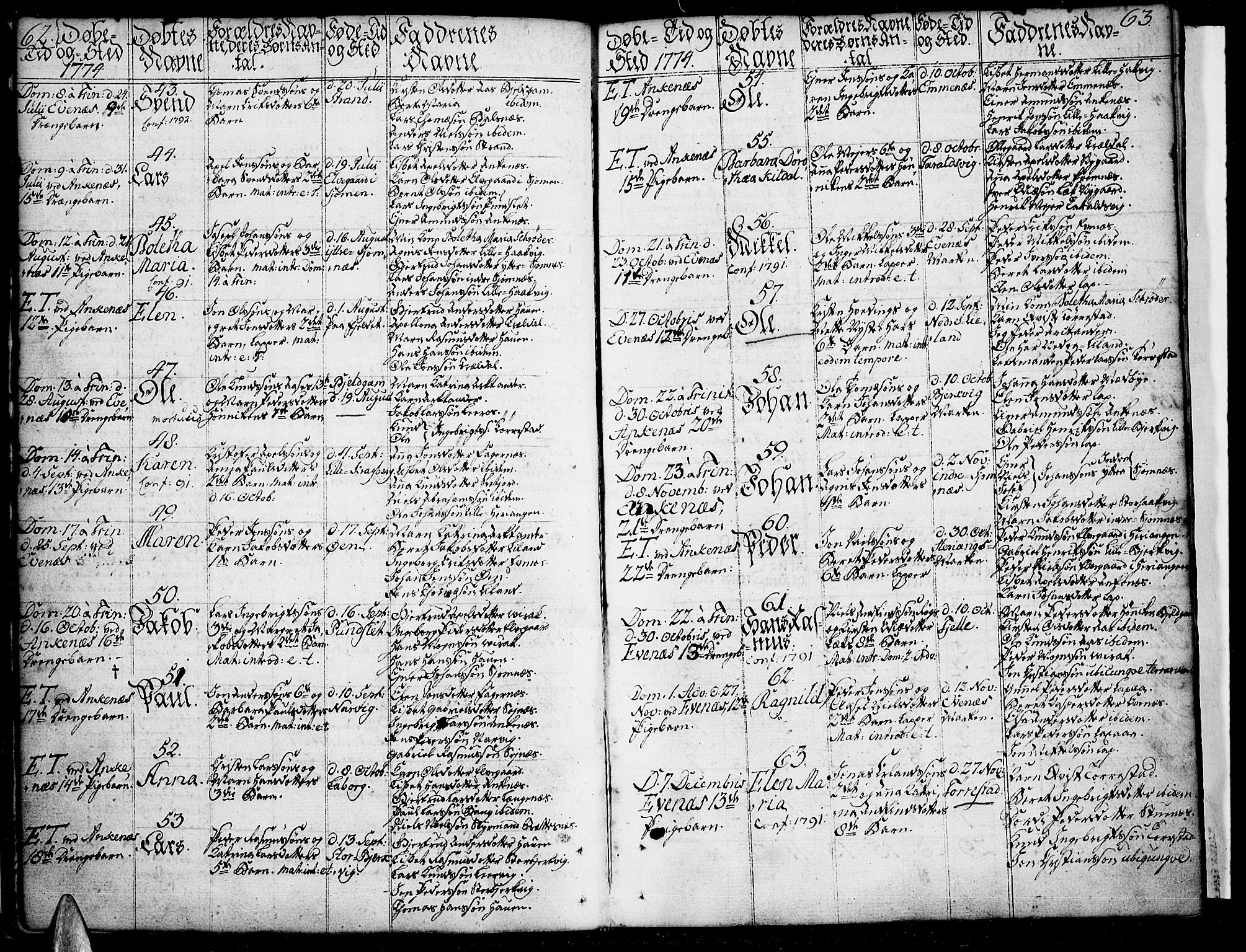 Ministerialprotokoller, klokkerbøker og fødselsregistre - Nordland, SAT/A-1459/863/L0892: Parish register (official) no. 863A04, 1765-1794, p. 62-63