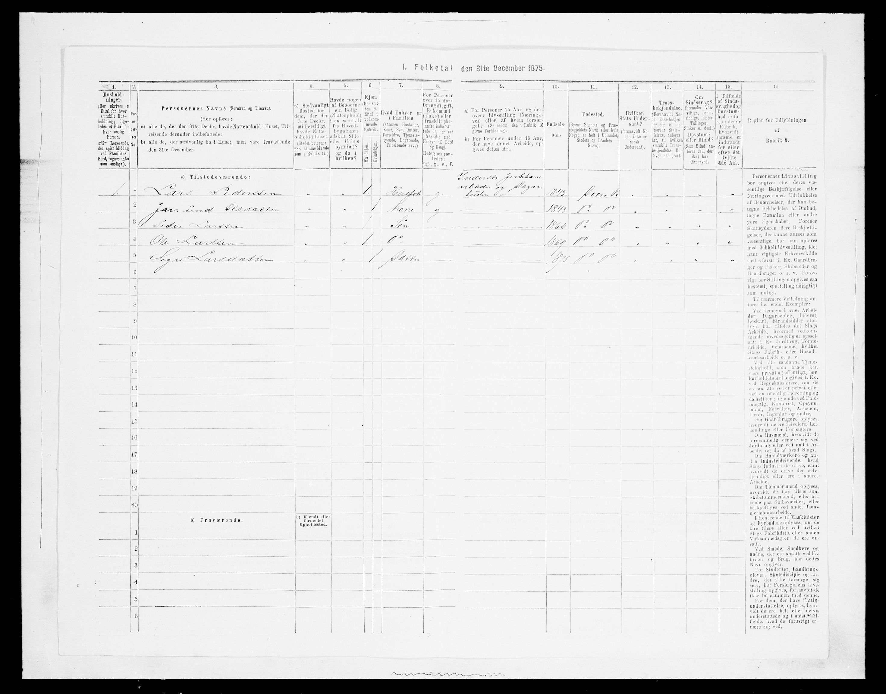 SAH, 1875 census for 0511P Dovre, 1875, p. 64