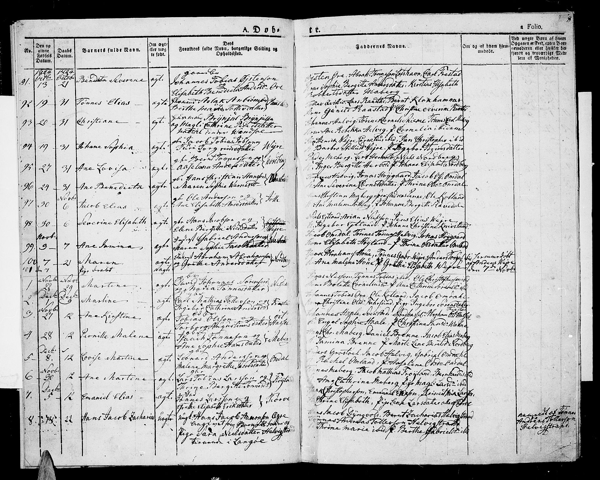 Lista sokneprestkontor, SAK/1111-0027/F/Fa/L0008: Parish register (official) no. A 8, 1823-1835, p. 8