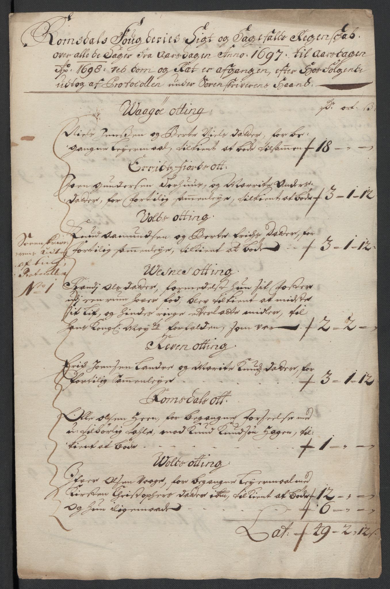Rentekammeret inntil 1814, Reviderte regnskaper, Fogderegnskap, RA/EA-4092/R55/L3653: Fogderegnskap Romsdal, 1697-1698, p. 90