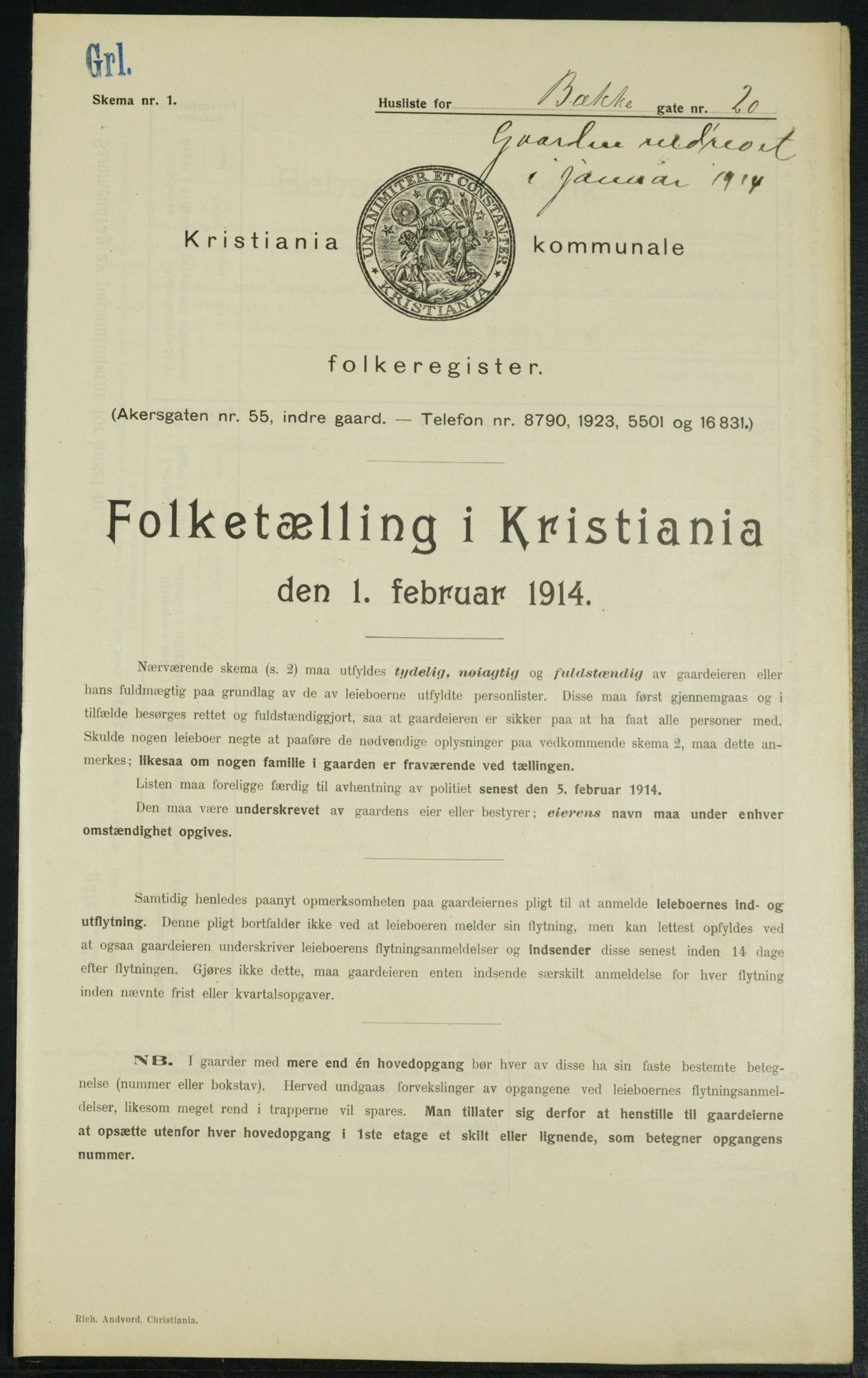 OBA, Municipal Census 1914 for Kristiania, 1914, p. 11260