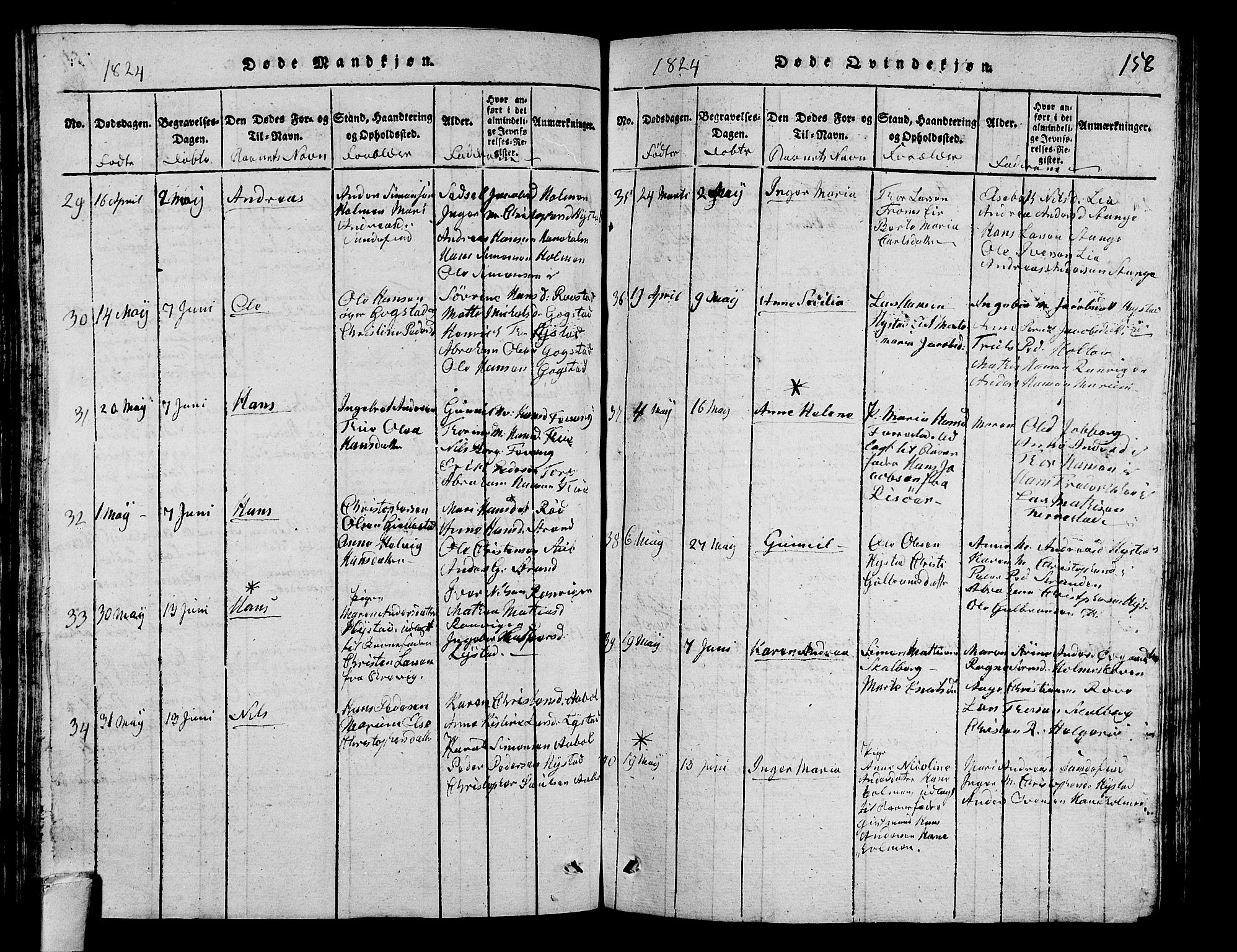 Sandar kirkebøker, AV/SAKO-A-243/G/Ga/L0001: Parish register (copy) no. 1, 1814-1835, p. 158