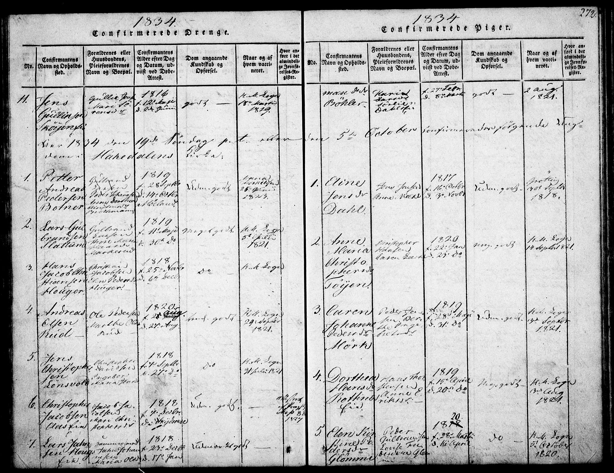 Nittedal prestekontor Kirkebøker, AV/SAO-A-10365a/F/Fa/L0003: Parish register (official) no. I 3, 1814-1836, p. 272