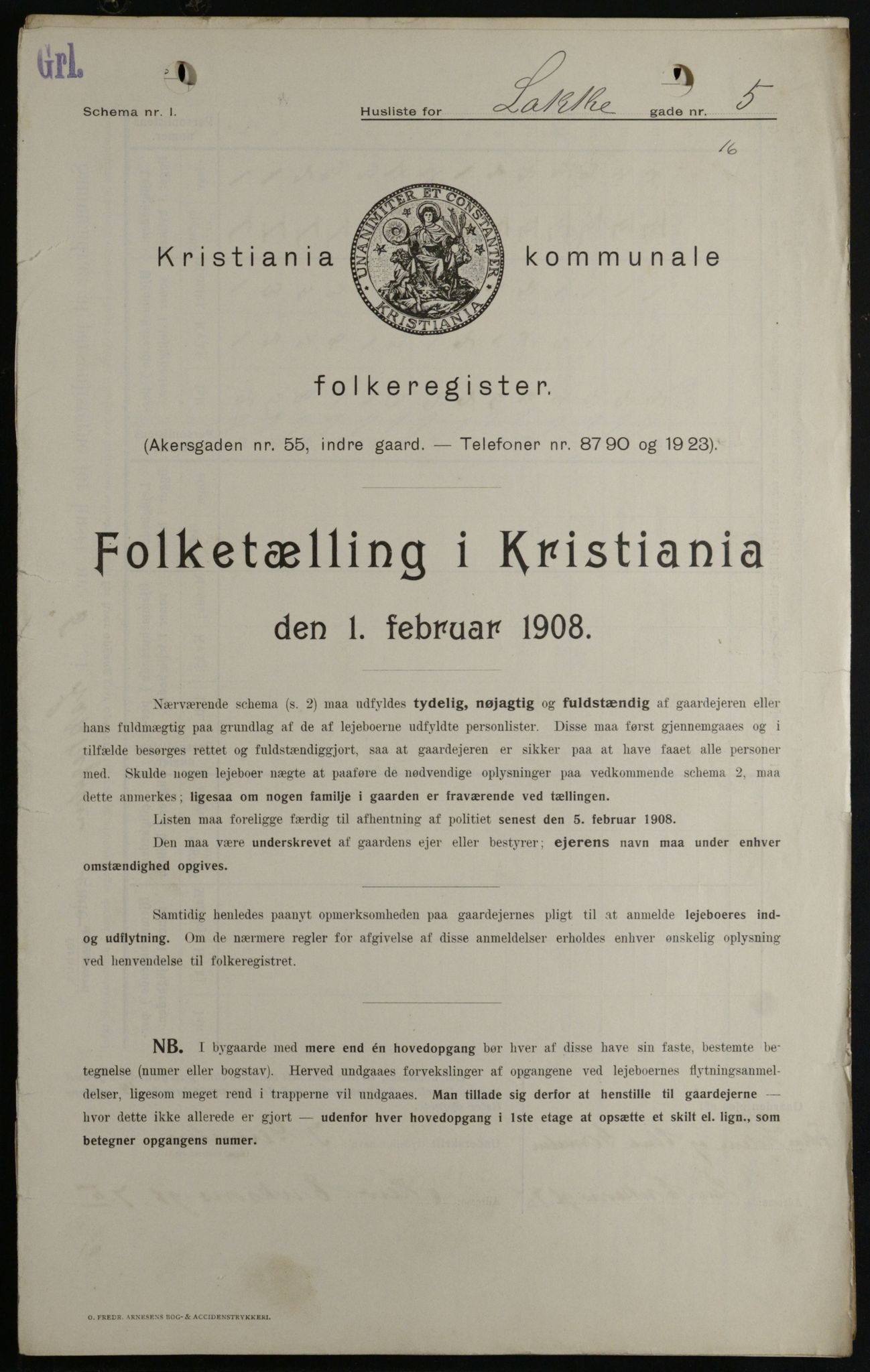 OBA, Municipal Census 1908 for Kristiania, 1908, p. 49582