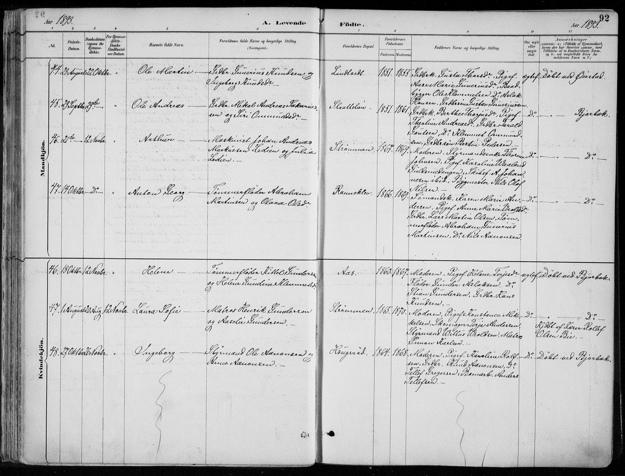 Øyestad sokneprestkontor, AV/SAK-1111-0049/F/Fa/L0017: Parish register (official) no. A 17, 1887-1896, p. 92