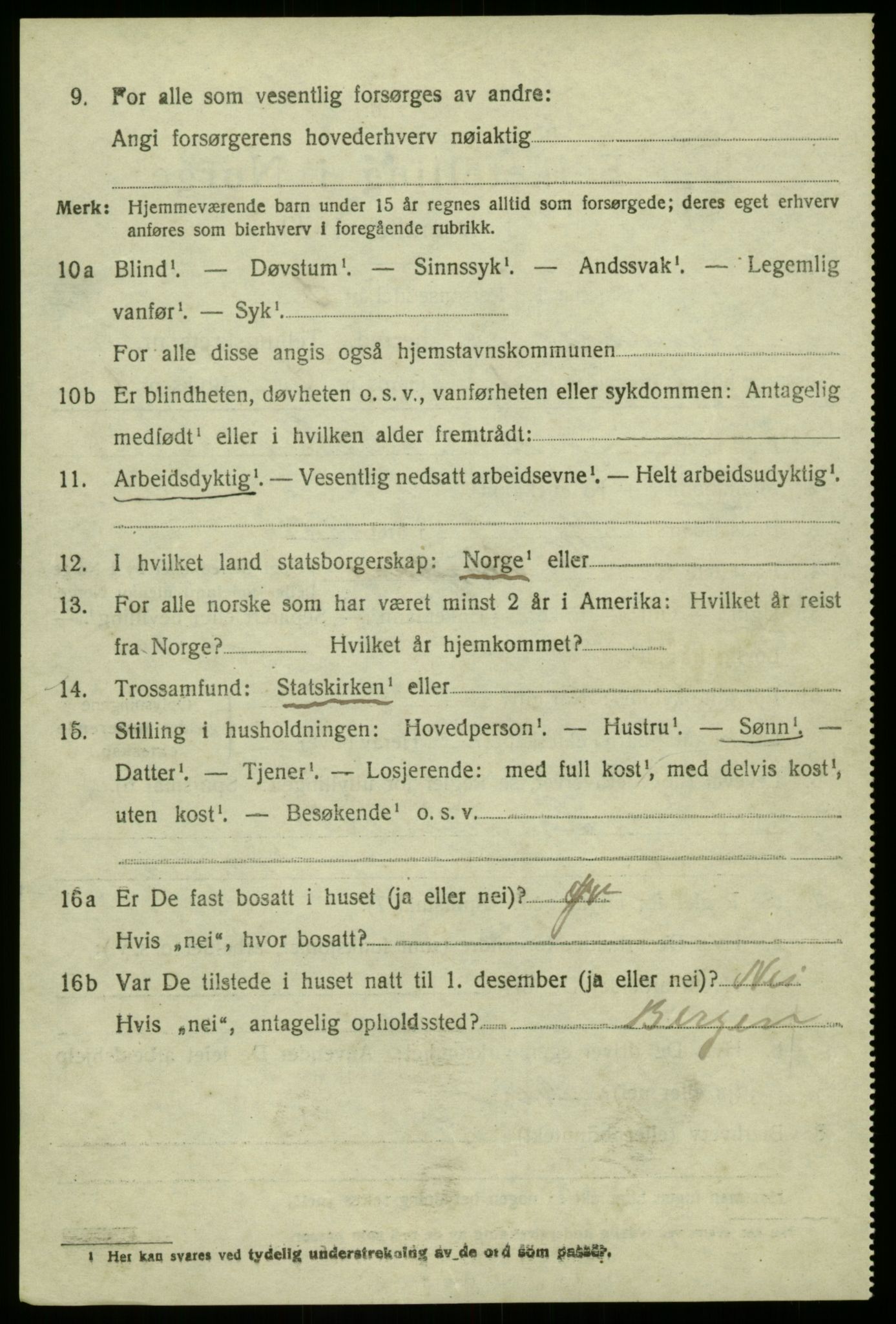 SAB, 1920 census for Lindås, 1920, p. 1592