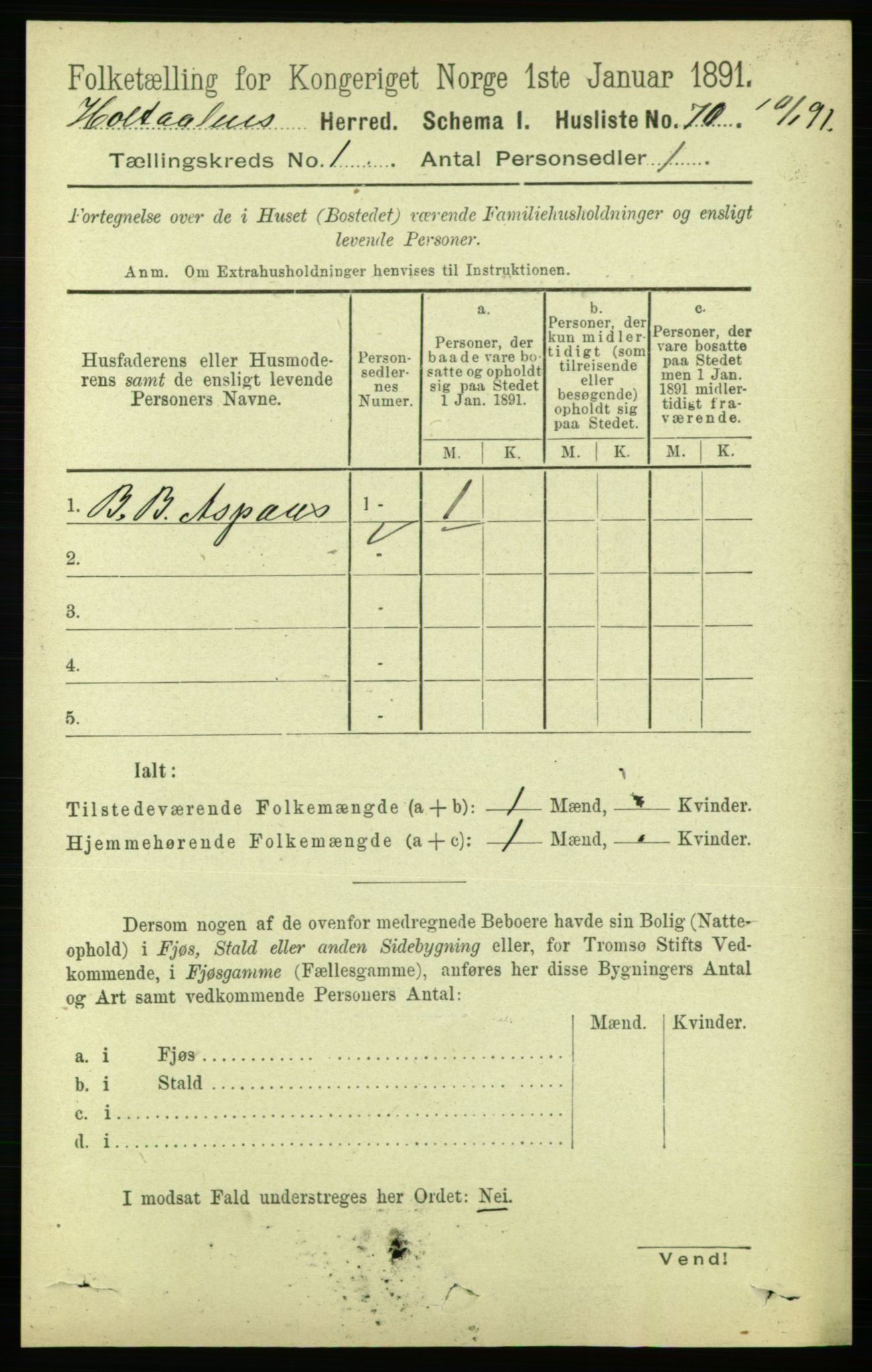 RA, 1891 census for 1645 Haltdalen, 1891, p. 85