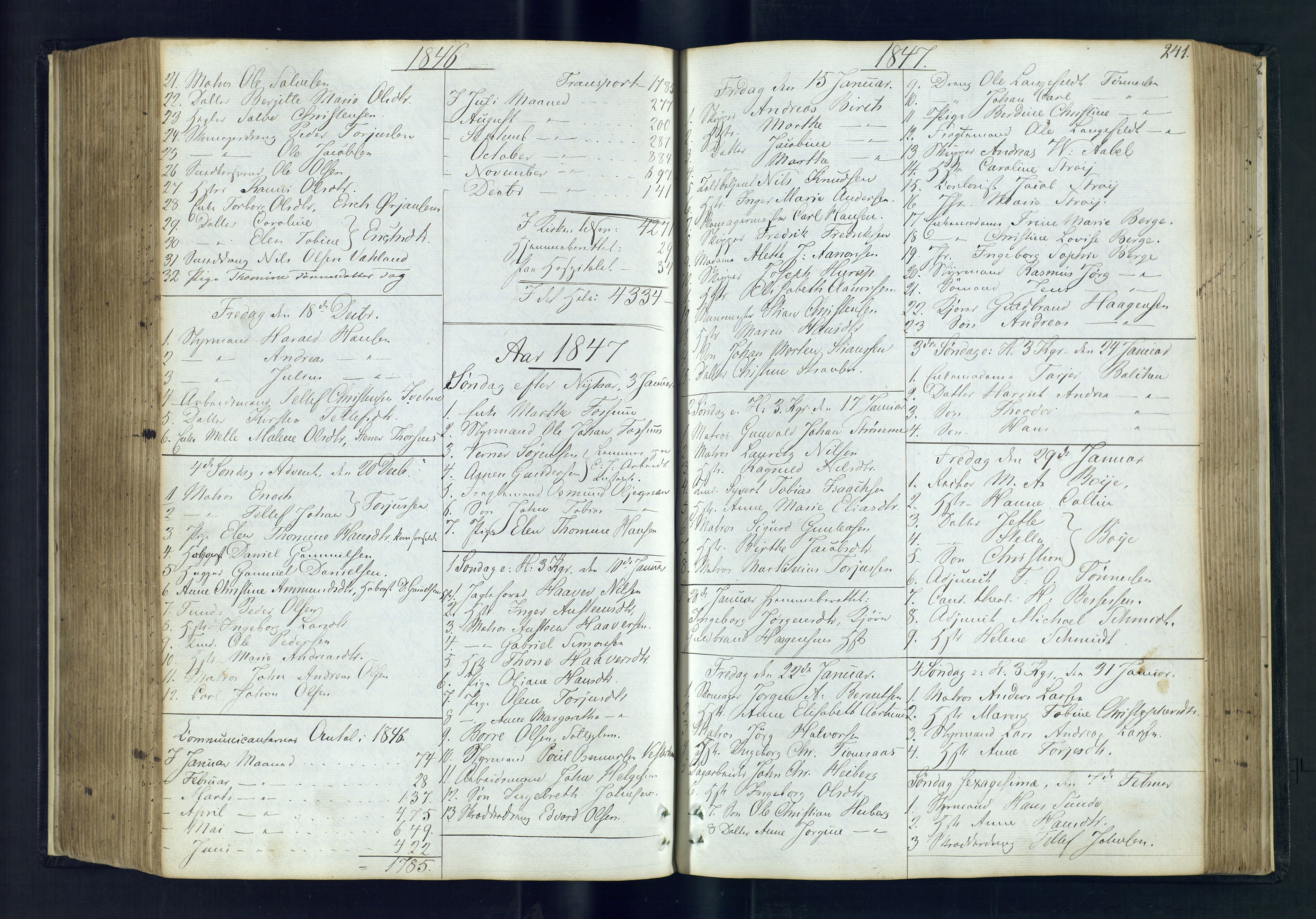 Kristiansand domprosti, AV/SAK-1112-0006/F/Fc/L0003: Communicants register no. C 2, 1837-1853, p. 241