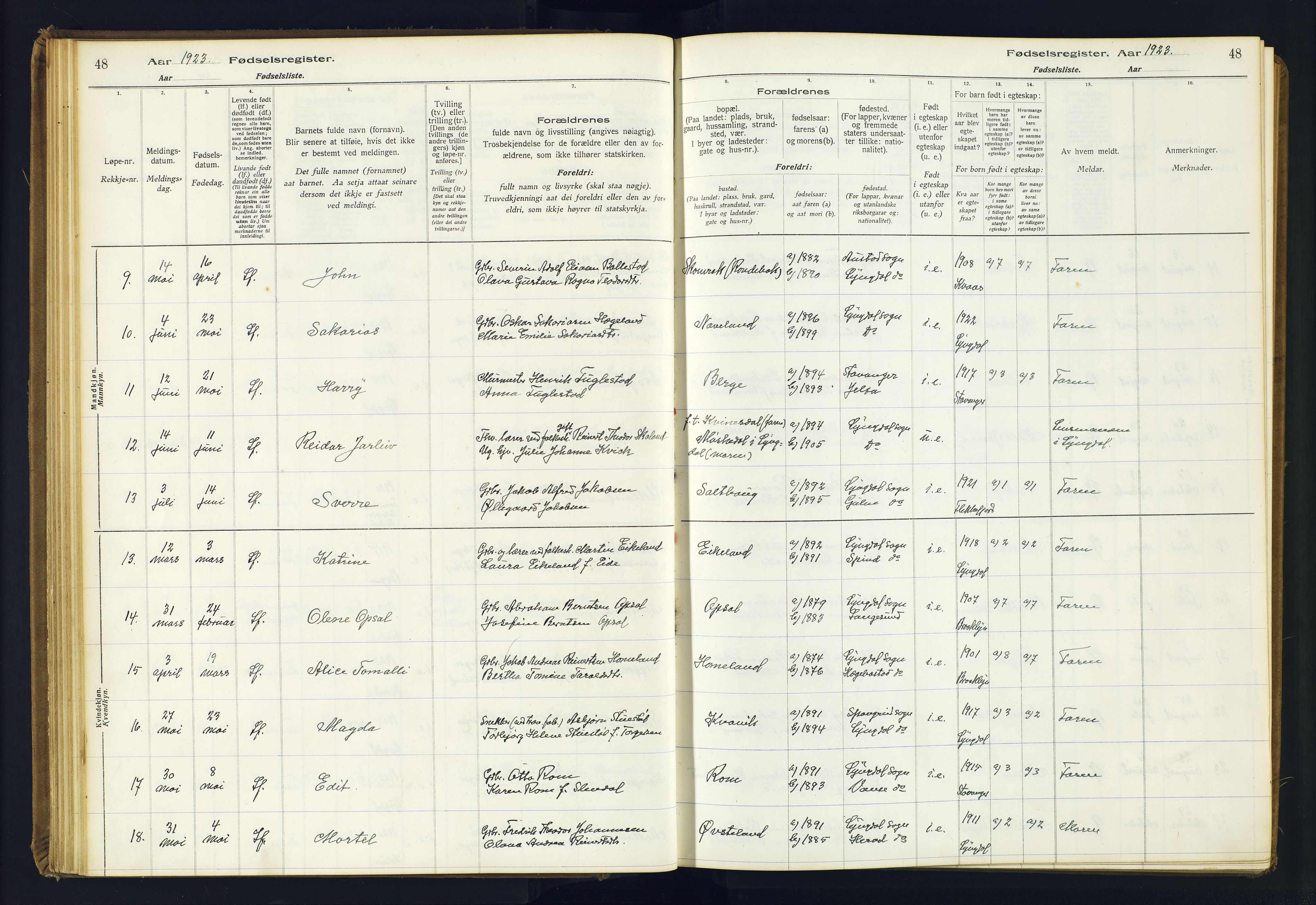 Lyngdal sokneprestkontor, AV/SAK-1111-0029/J/Ja/L0001: Birth register no. A-VI-26, 1916-1951, p. 48