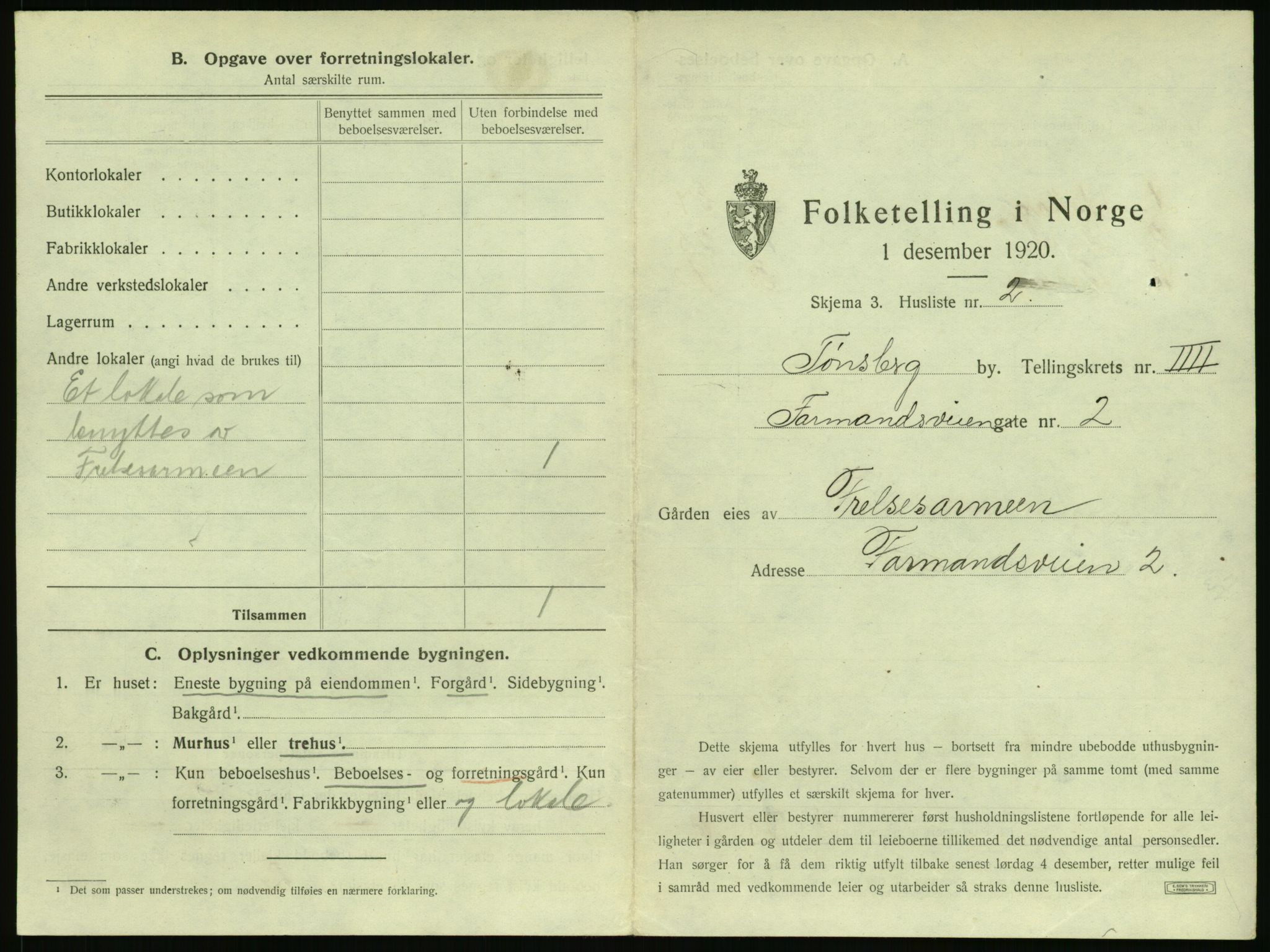 SAKO, 1920 census for Tønsberg, 1920, p. 411