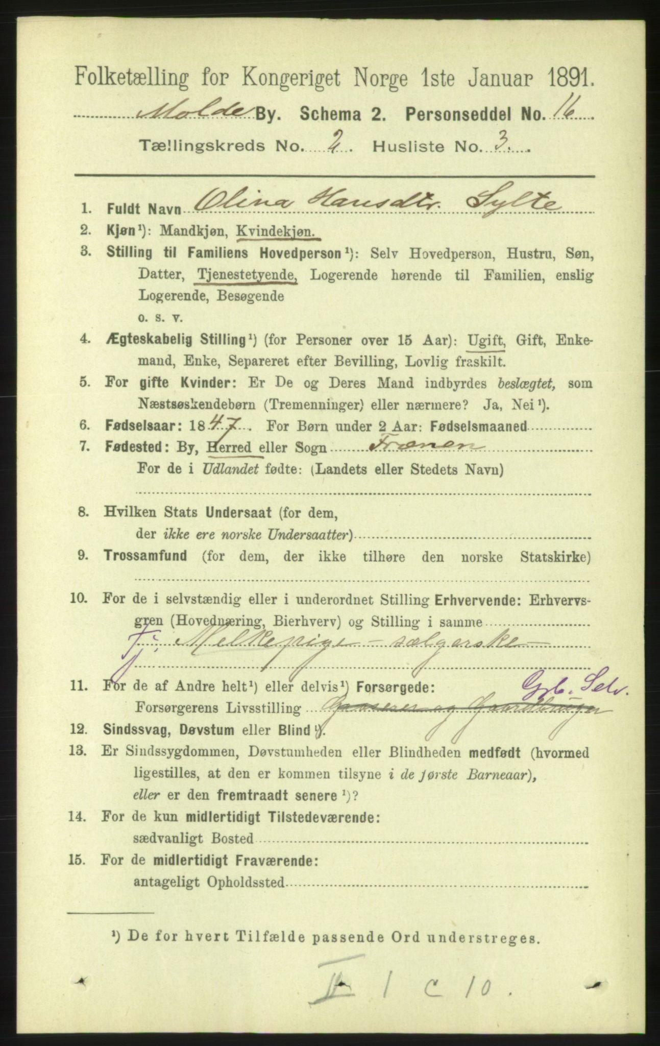 RA, 1891 census for 1502 Molde, 1891, p. 1456