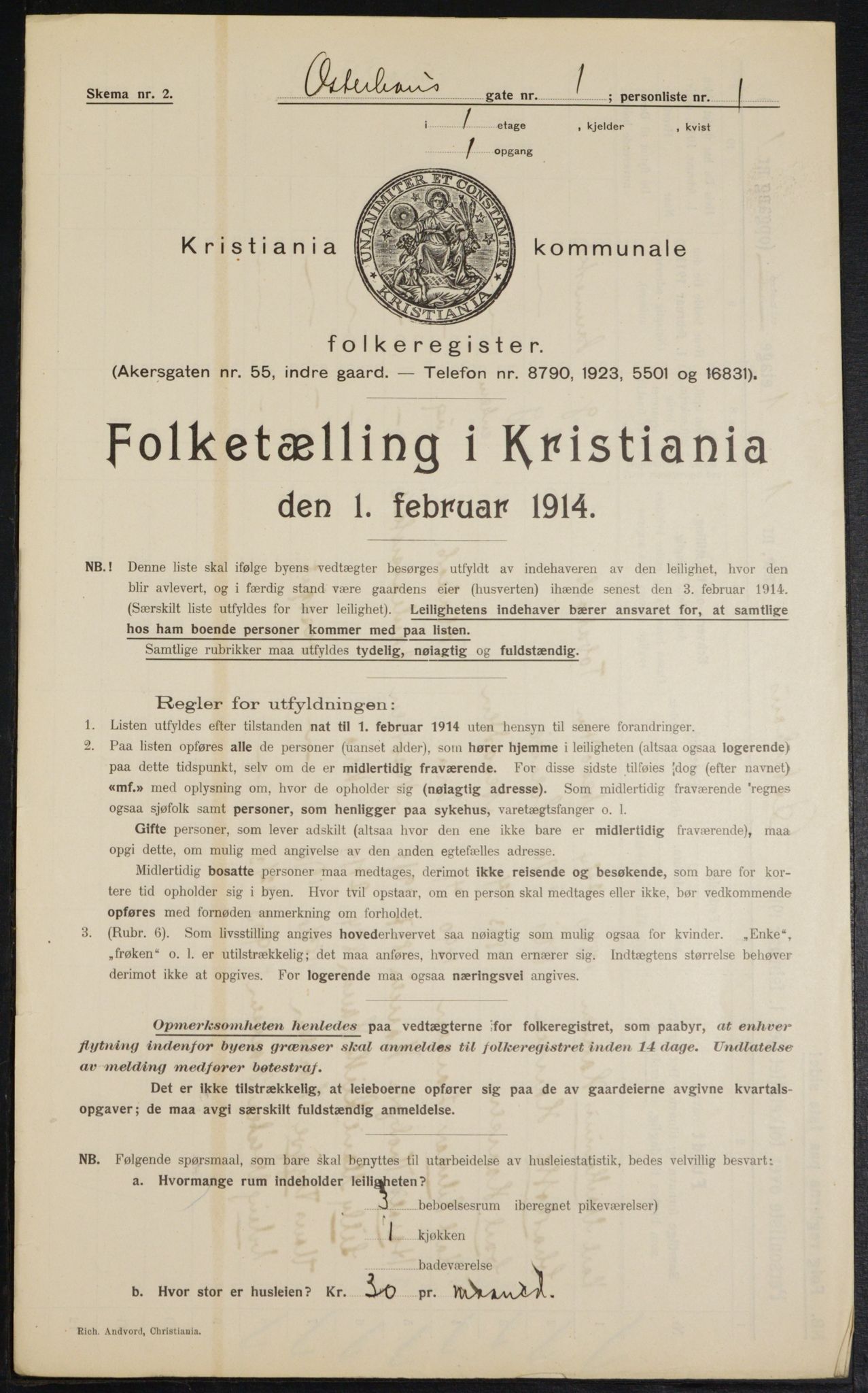 OBA, Municipal Census 1914 for Kristiania, 1914, p. 77465