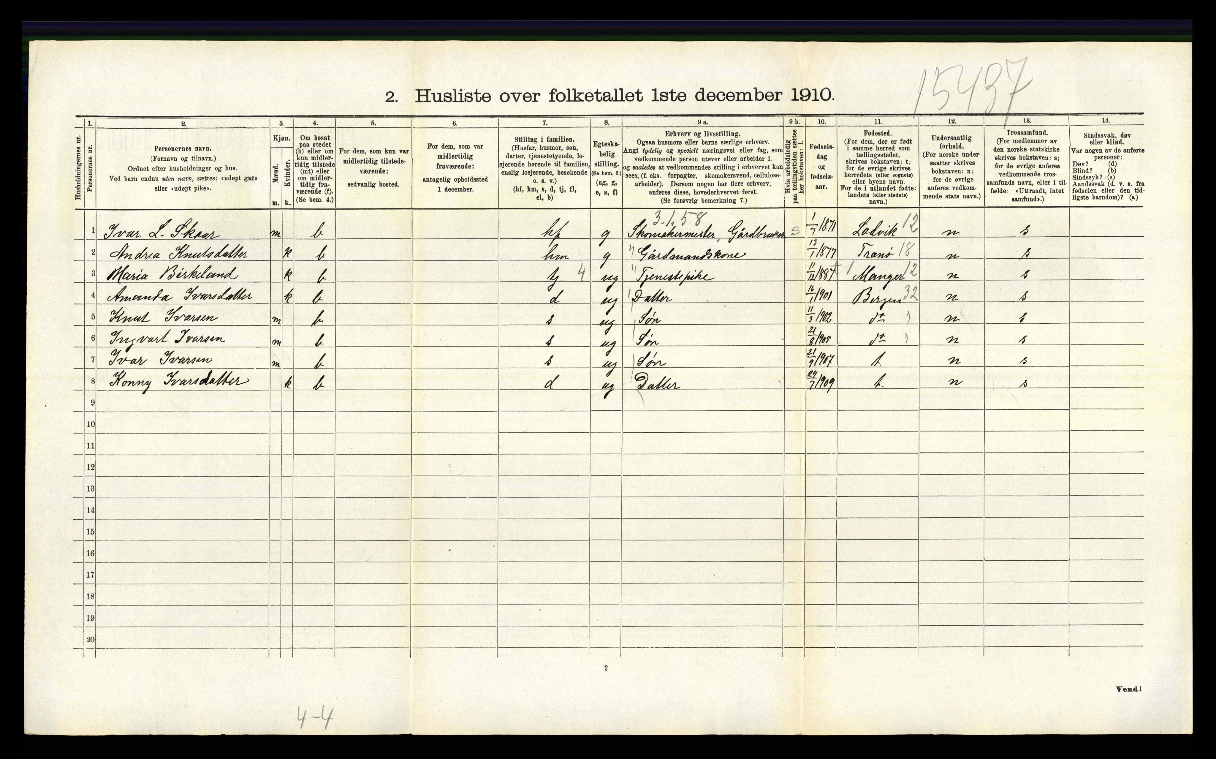 RA, 1910 census for Askøy, 1910, p. 1613