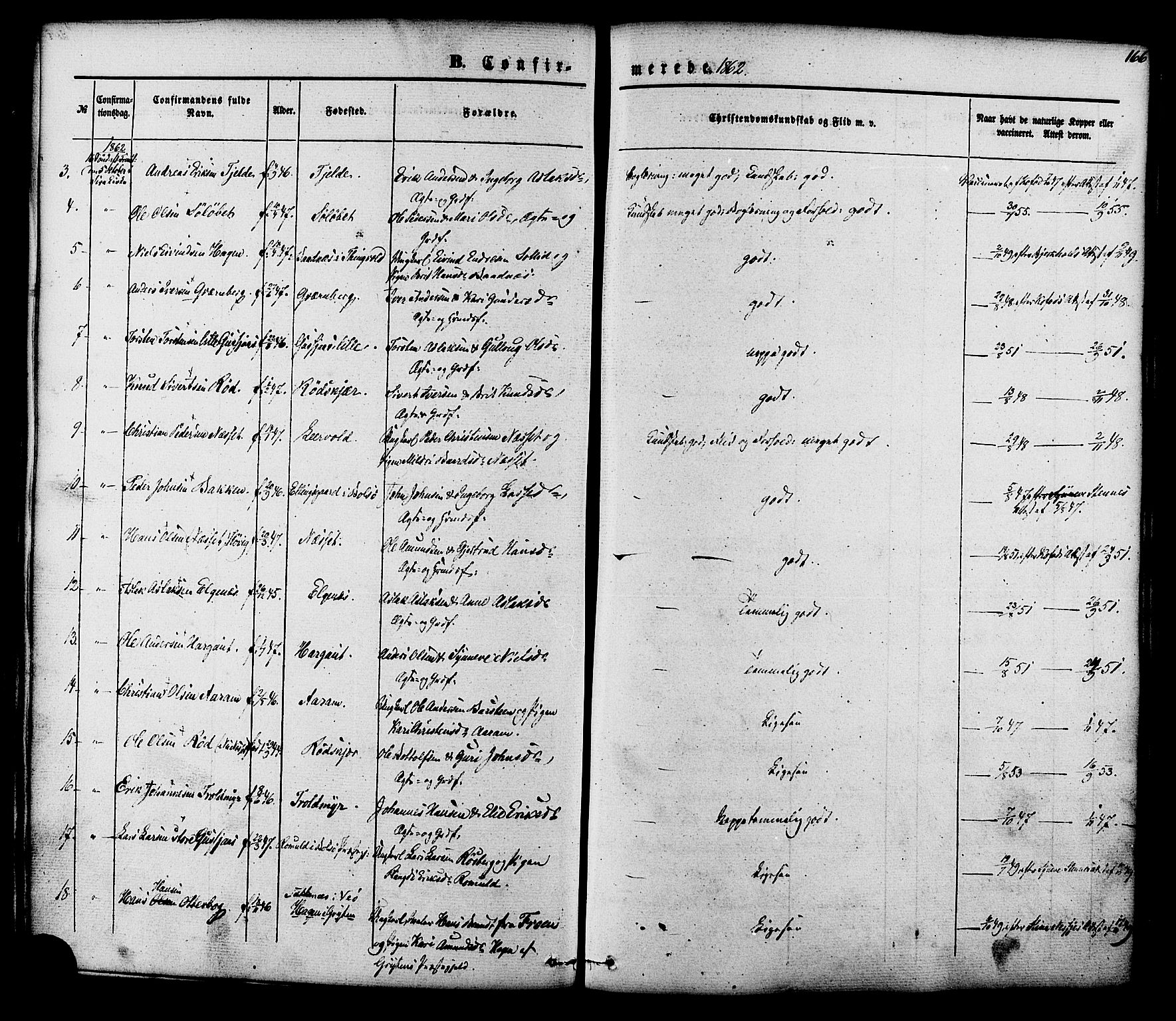 Ministerialprotokoller, klokkerbøker og fødselsregistre - Møre og Romsdal, SAT/A-1454/551/L0625: Parish register (official) no. 551A05, 1846-1879, p. 166