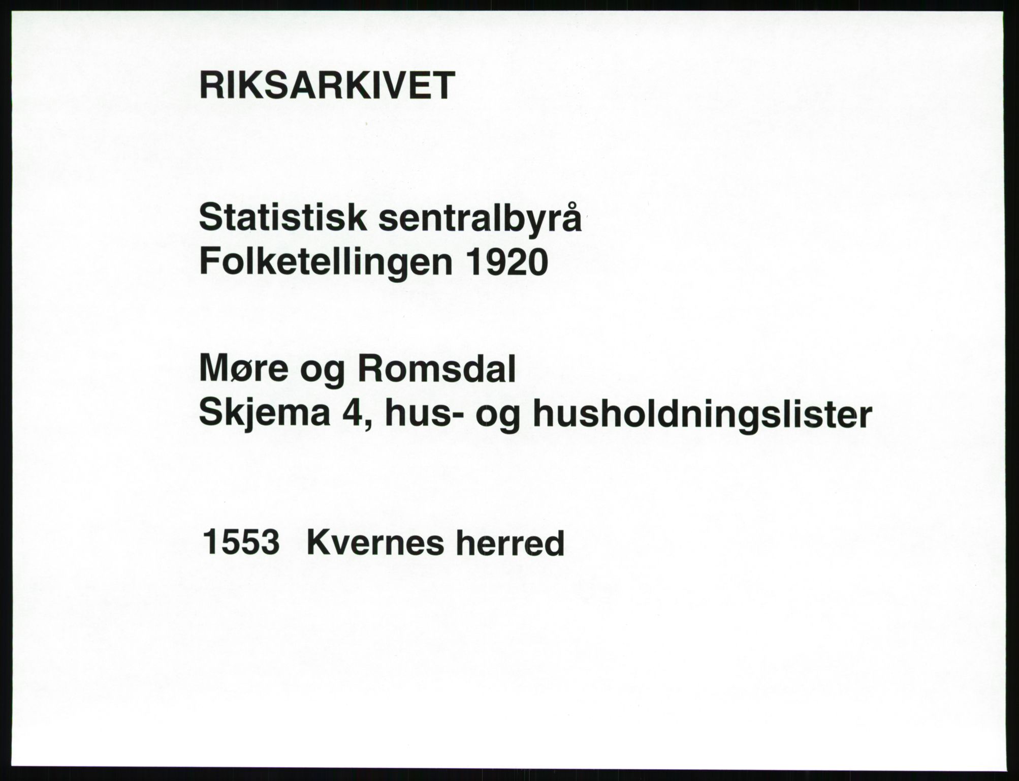 SAT, 1920 census for Kvernes, 1920, p. 15