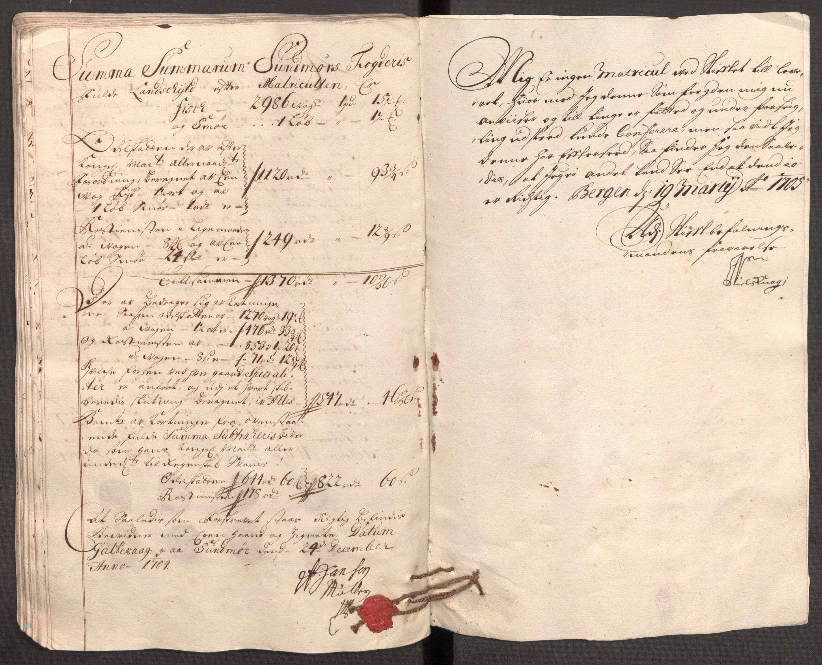 Rentekammeret inntil 1814, Reviderte regnskaper, Fogderegnskap, AV/RA-EA-4092/R54/L3560: Fogderegnskap Sunnmøre, 1704-1705, p. 143