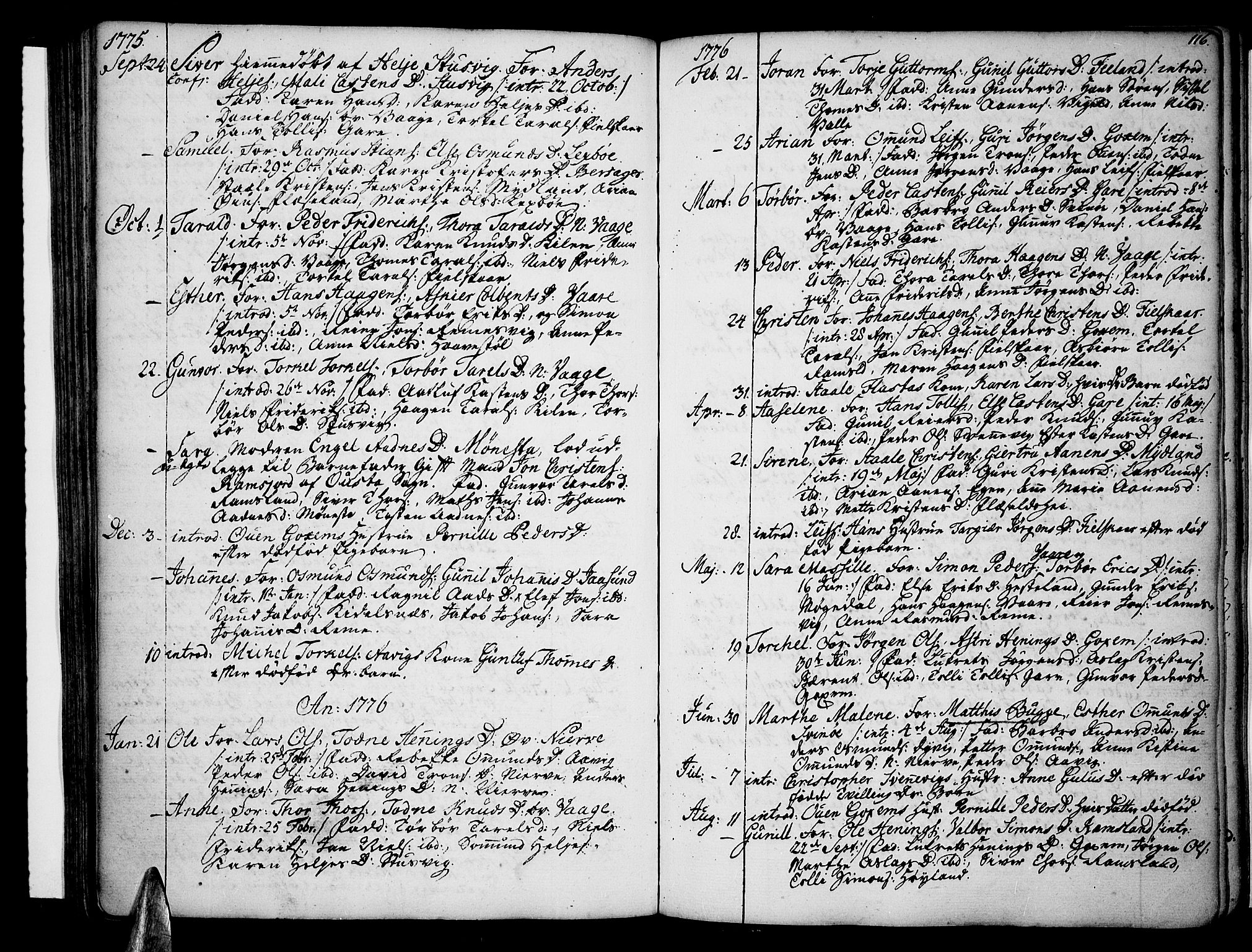 Sør-Audnedal sokneprestkontor, SAK/1111-0039/F/Fa/Fab/L0002: Parish register (official) no. A 2 /2, 1770-1804, p. 116