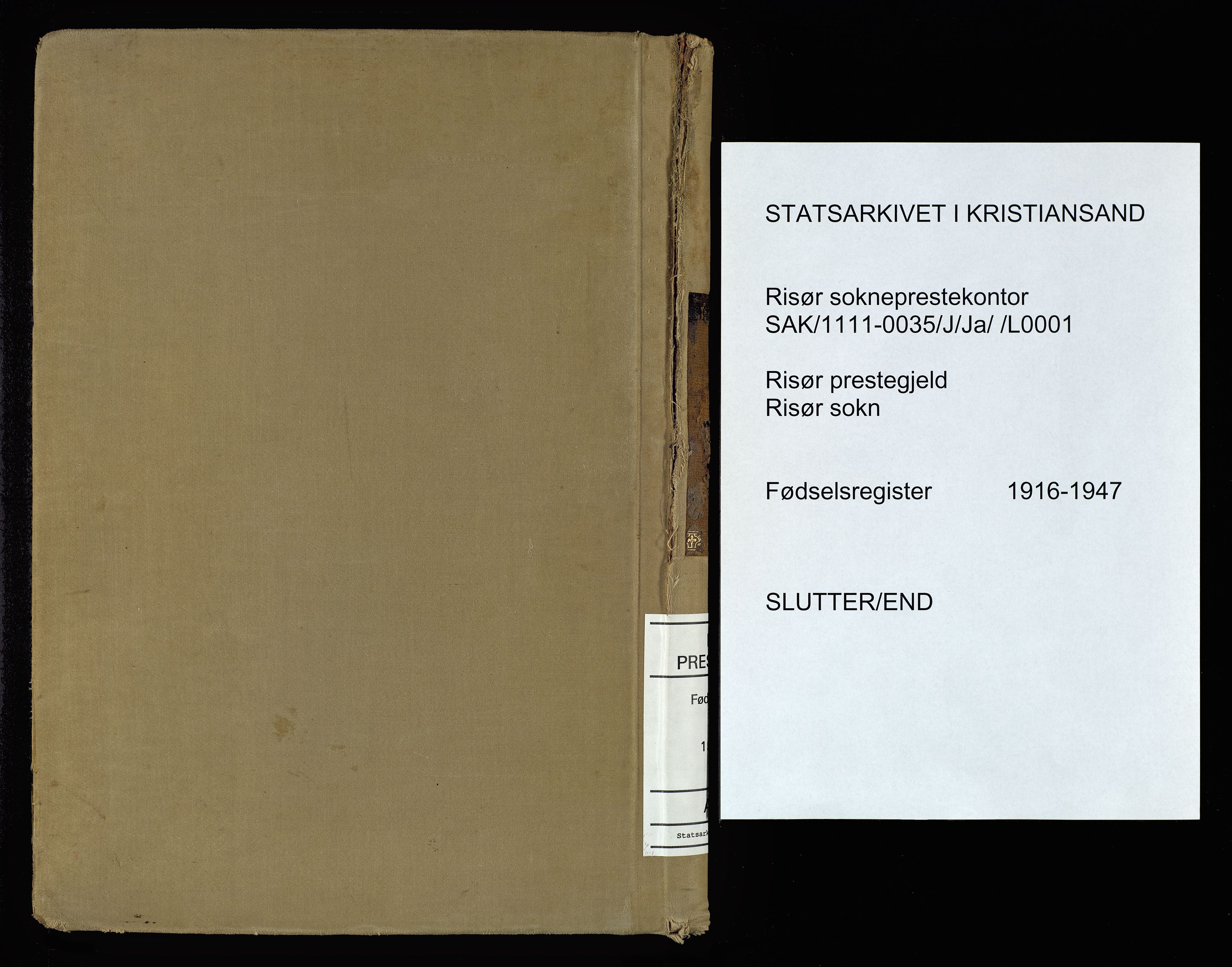 Risør sokneprestkontor, AV/SAK-1111-0035/J/Ja/L0001: Birth register no. A-VI-13, 1916-1947