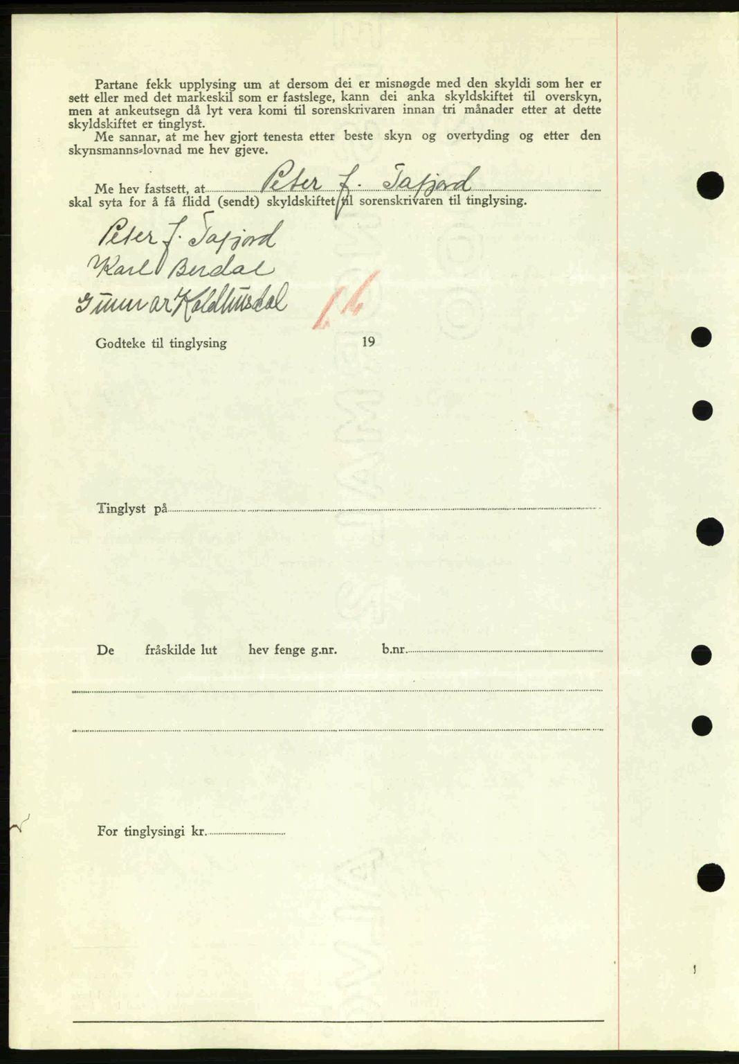 Nordre Sunnmøre sorenskriveri, AV/SAT-A-0006/1/2/2C/2Ca: Mortgage book no. A13, 1942-1942, Diary no: : 739/1942