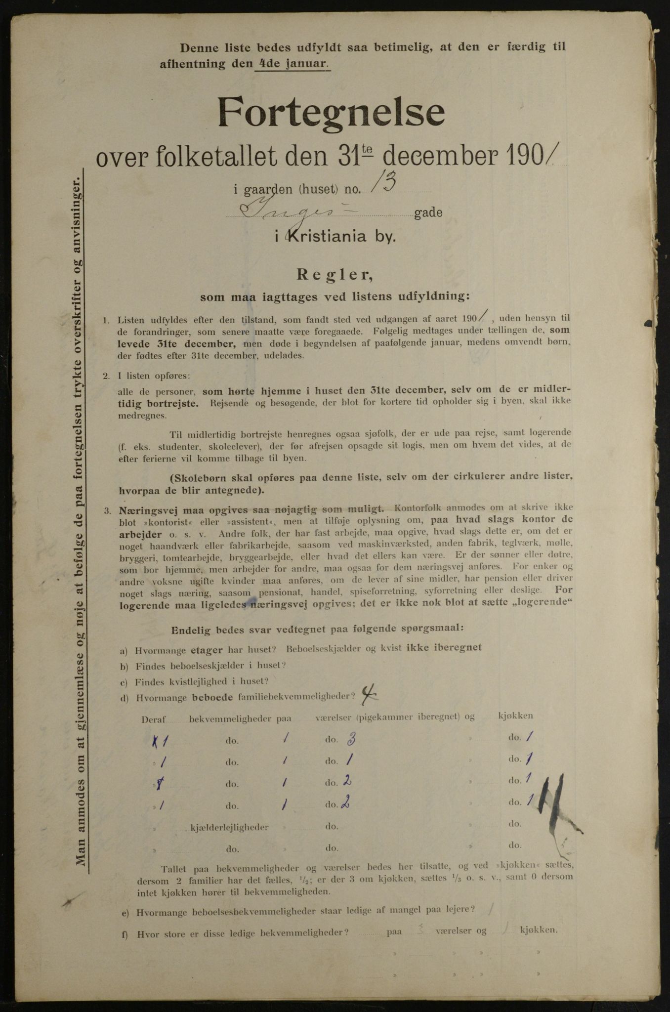 OBA, Municipal Census 1901 for Kristiania, 1901, p. 6915