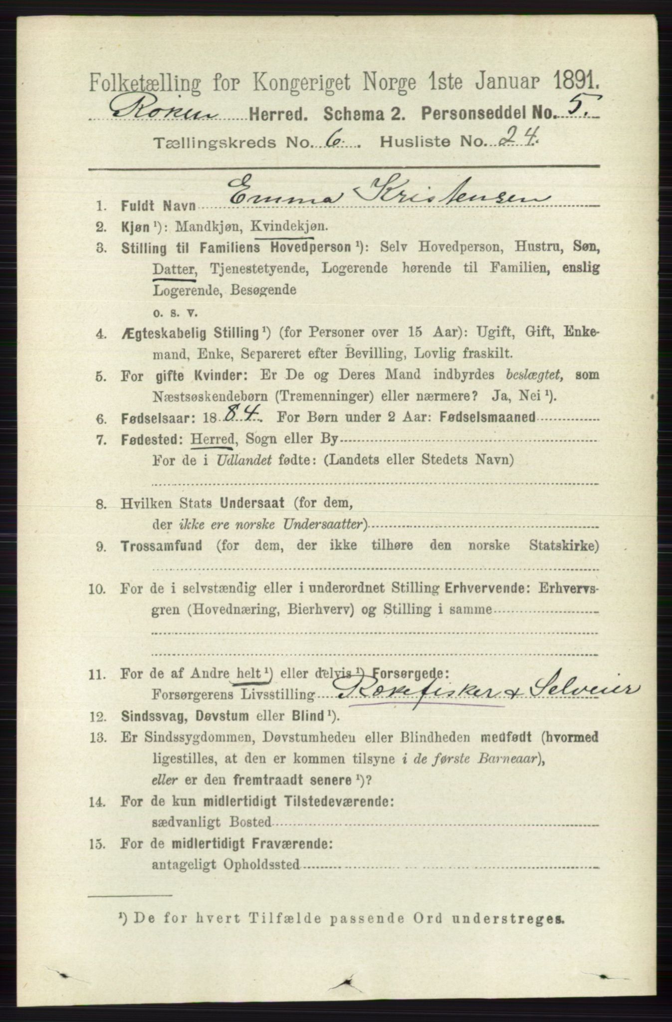 RA, 1891 census for 0627 Røyken, 1891, p. 3761
