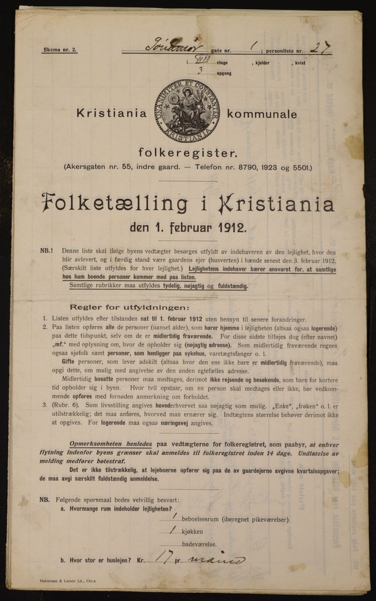 OBA, Municipal Census 1912 for Kristiania, 1912, p. 104682