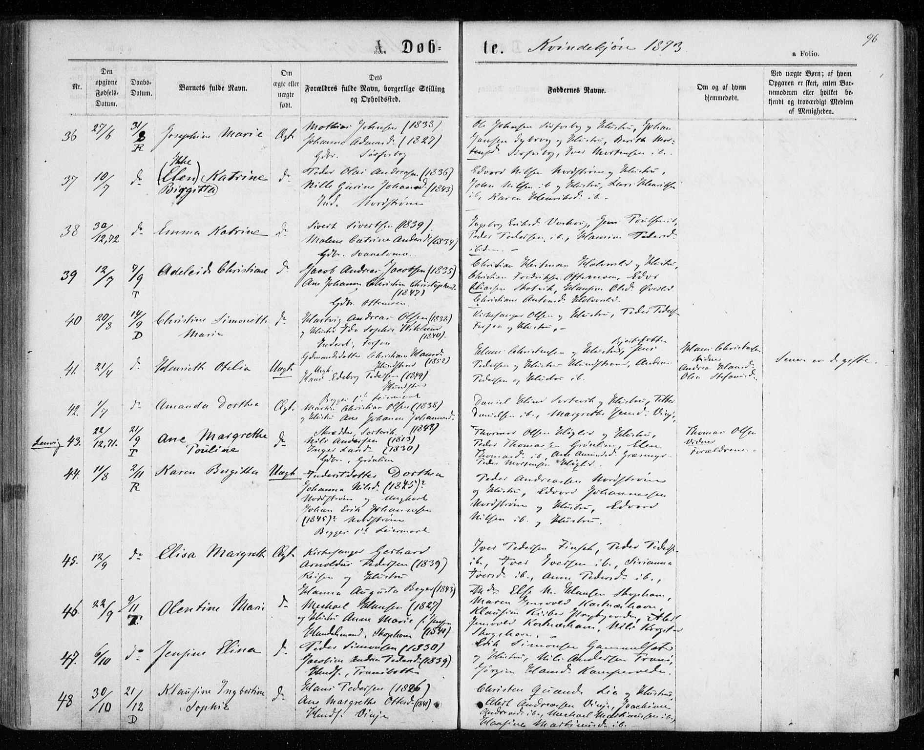 Tranøy sokneprestkontor, AV/SATØ-S-1313/I/Ia/Iaa/L0008kirke: Parish register (official) no. 8, 1867-1877, p. 96