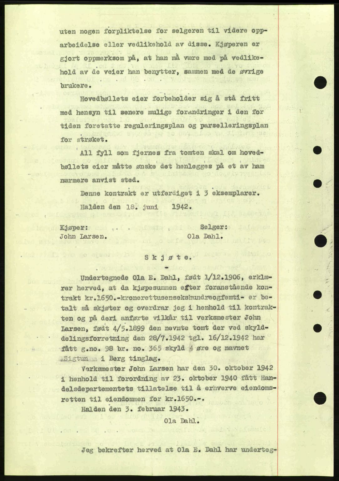 Idd og Marker sorenskriveri, AV/SAO-A-10283/G/Gb/Gbb/L0005: Mortgage book no. A5, 1941-1943, Diary no: : 128/1943