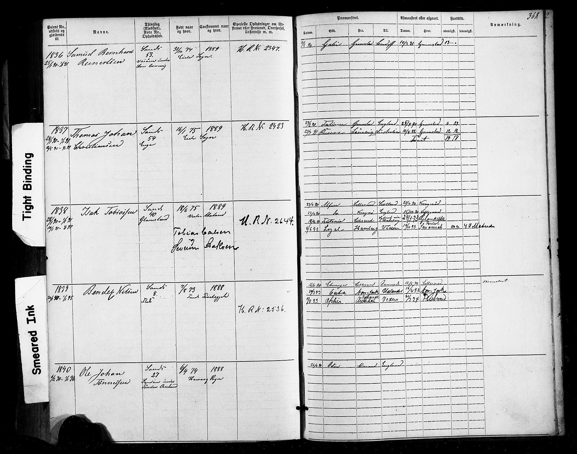 Lillesand mønstringskrets, SAK/2031-0014/F/Fa/L0002: Annotasjonsrulle nr 1-1910 med register, W-8, 1868-1891, p. 377