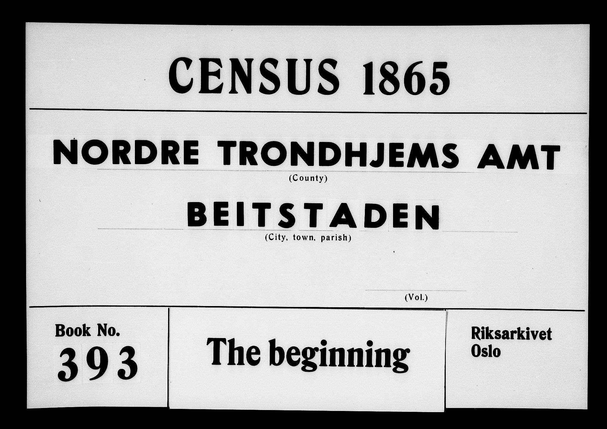 RA, 1865 census for Beitstad, 1865, p. 1