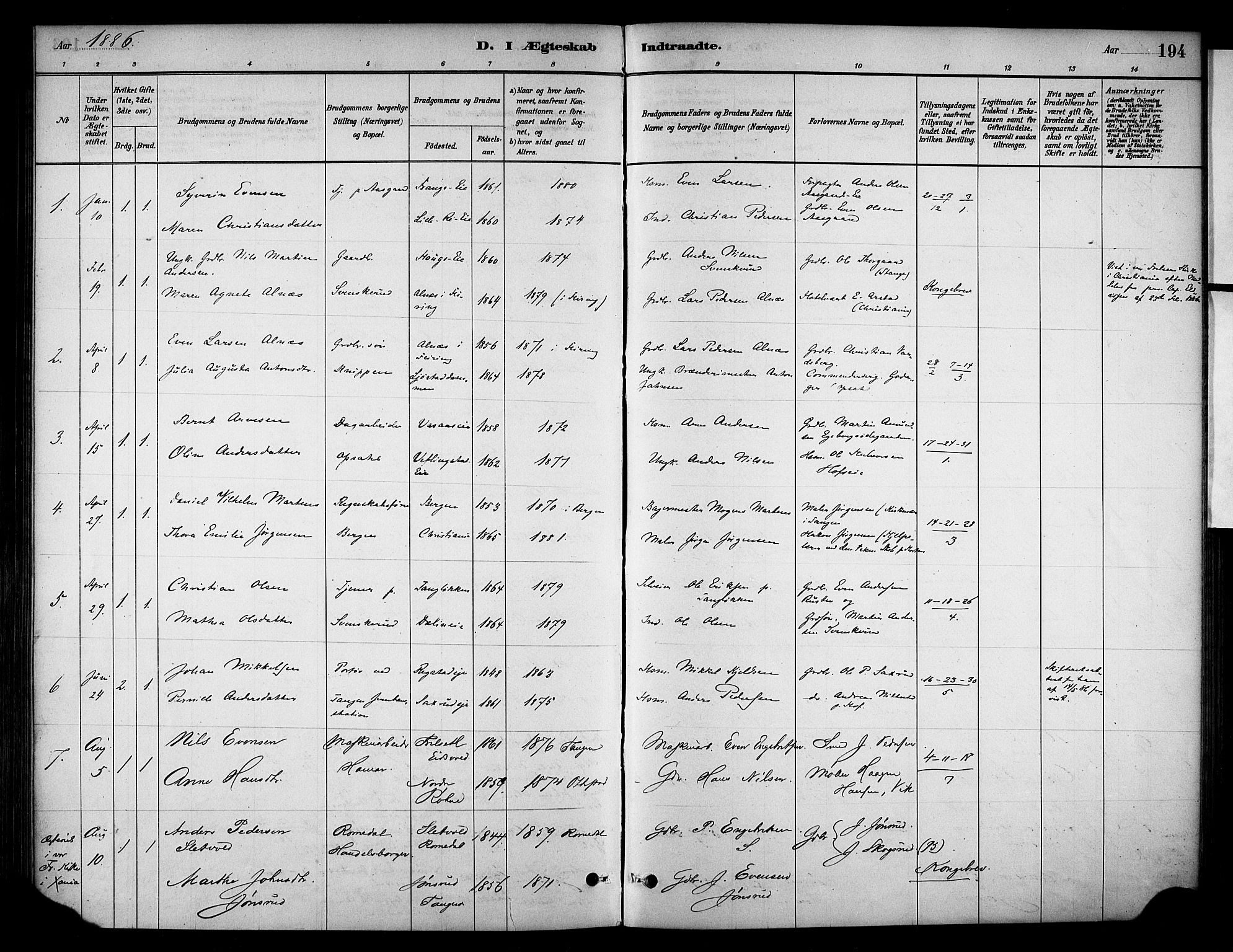Stange prestekontor, SAH/PREST-002/K/L0018: Parish register (official) no. 18, 1880-1896, p. 194