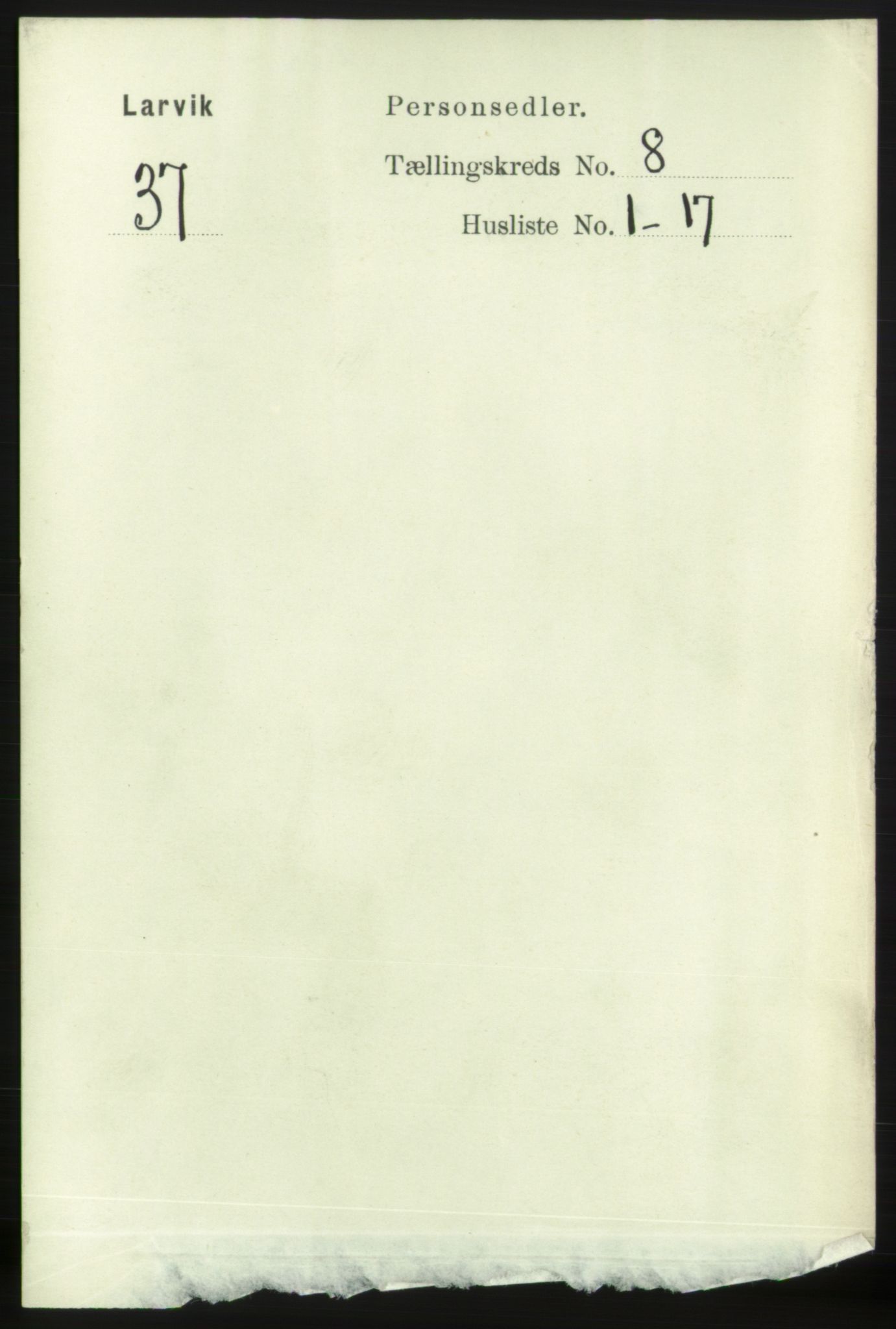 RA, 1891 census for 0707 Larvik, 1891, p. 7816