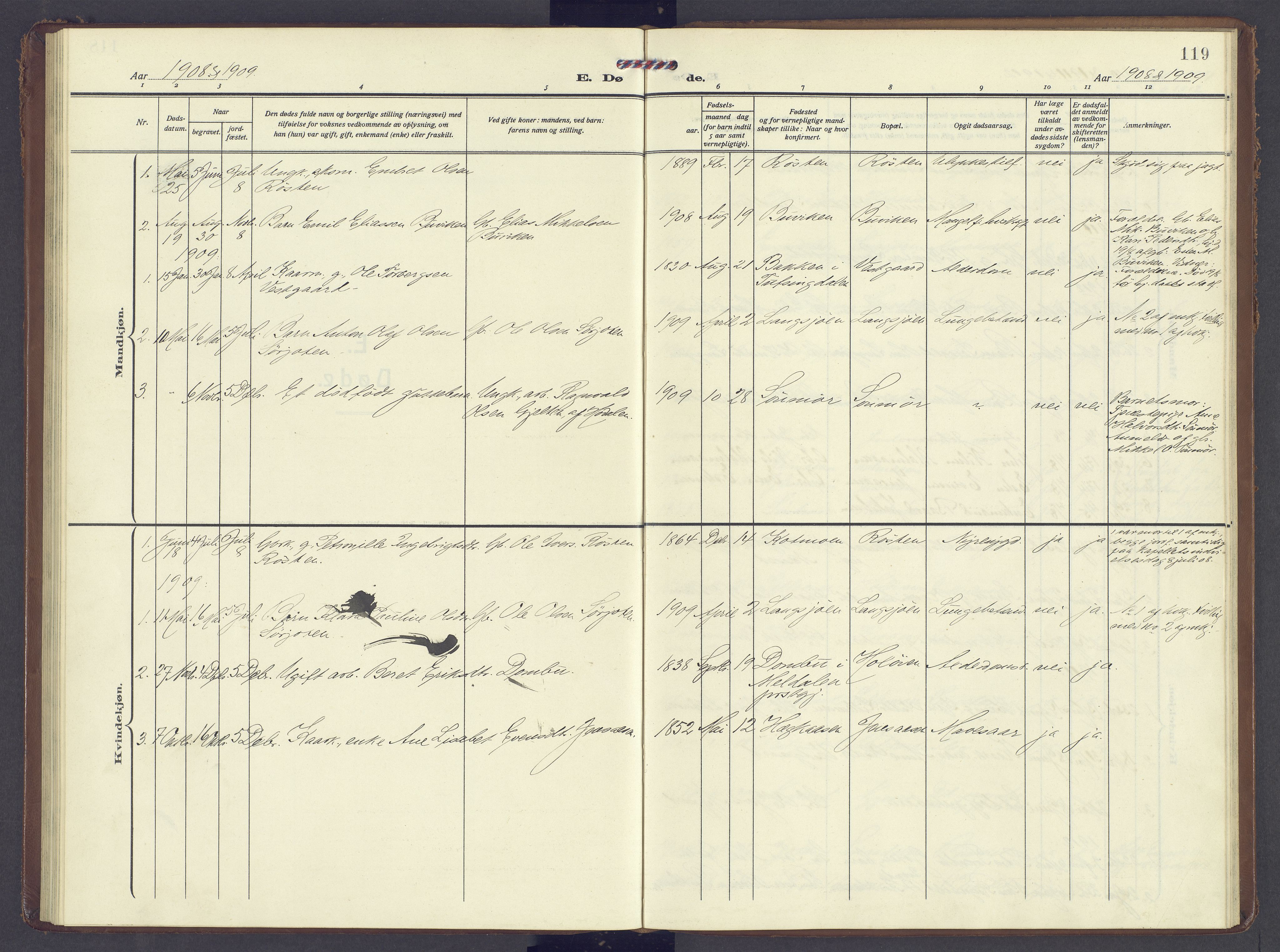 Tolga prestekontor, AV/SAH-PREST-062/K/L0013: Parish register (official) no. 13, 1908-1915, p. 119