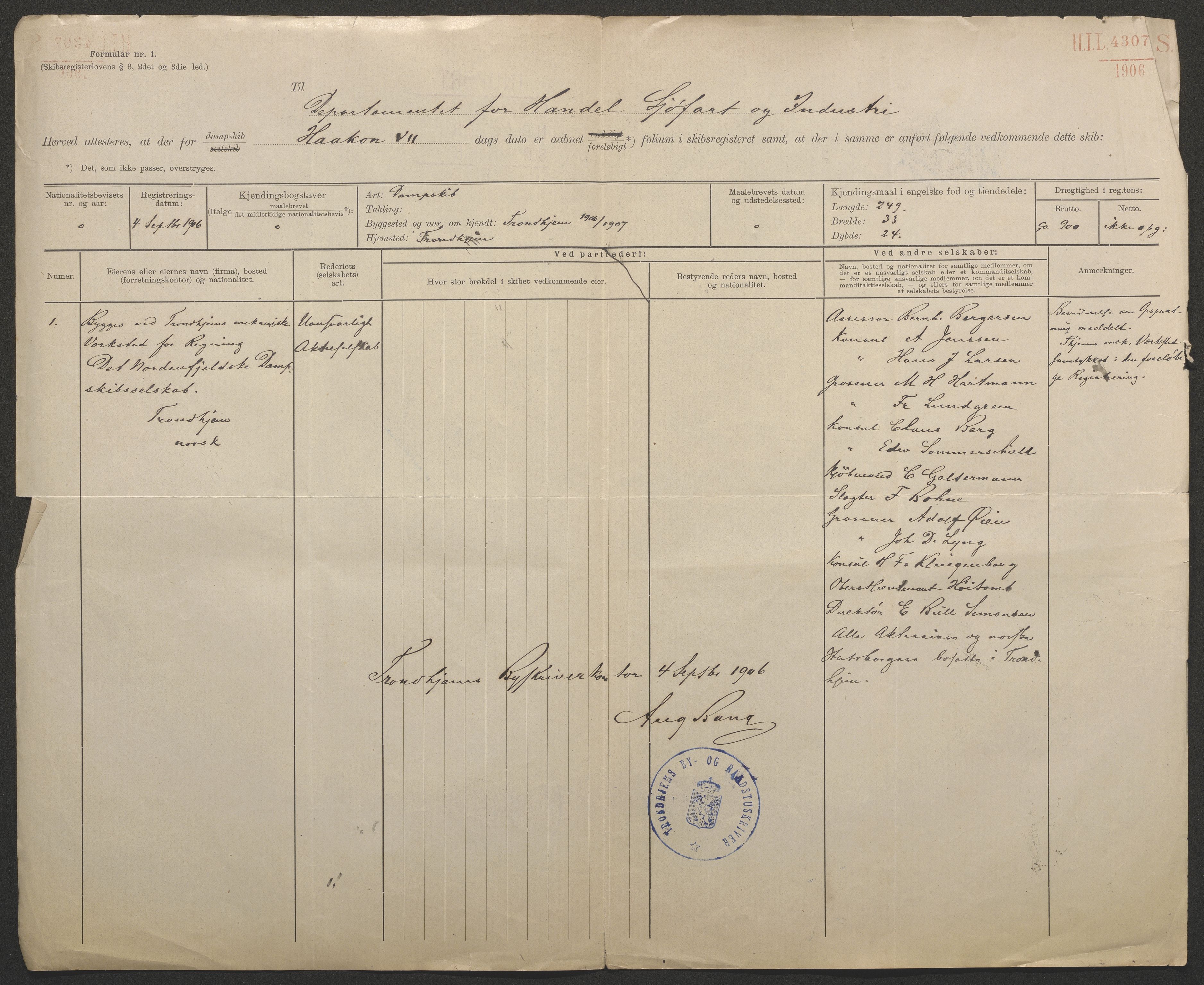 Sjøfartsdirektoratet med forløpere, skipsmapper slettede skip, AV/RA-S-4998/F/Fa/L0532: --, 1907-1917, p. 378