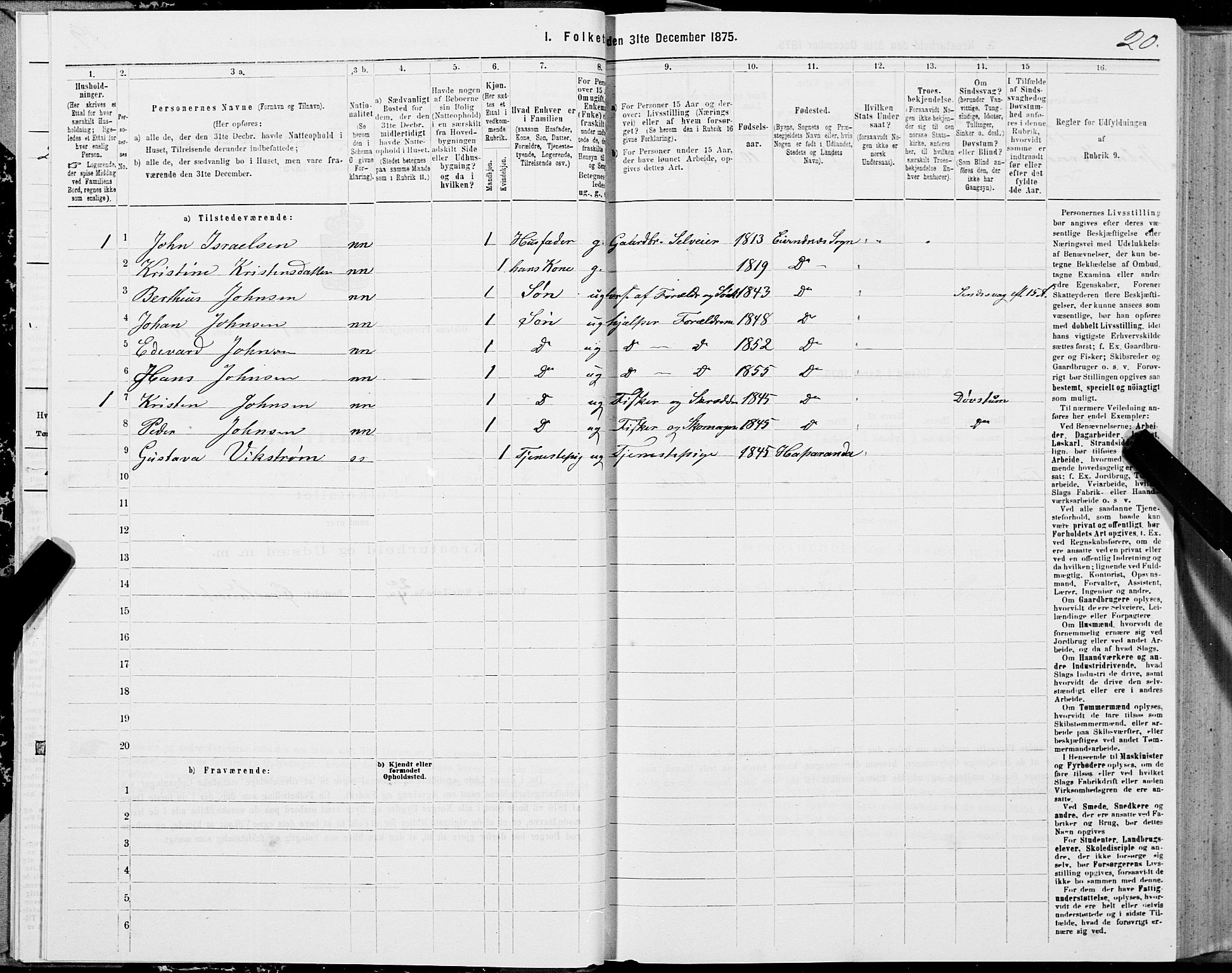 SAT, 1875 census for 1853P Ofoten, 1875, p. 1020