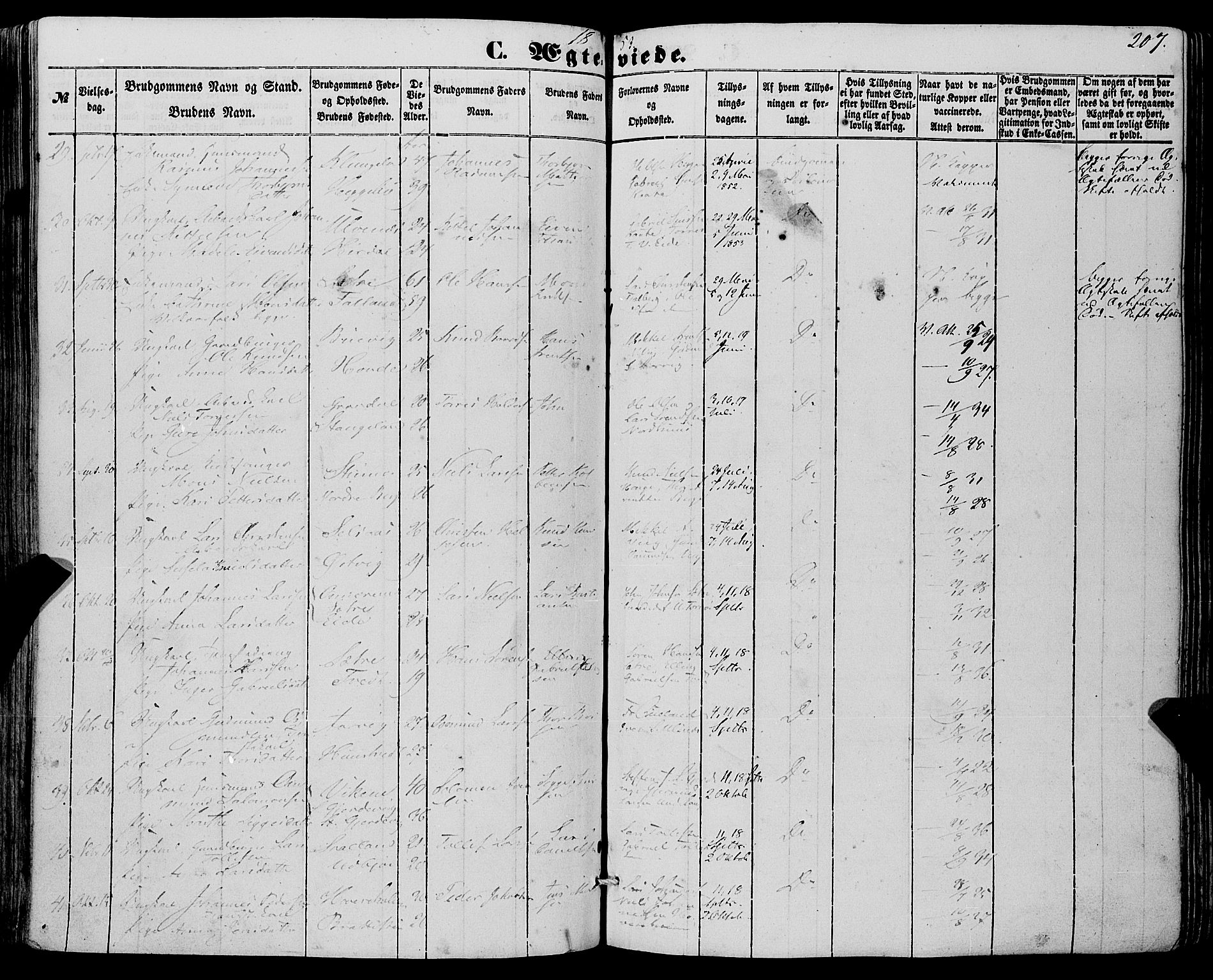 Fjelberg sokneprestembete, SAB/A-75201/H/Haa: Parish register (official) no. A 7, 1851-1867, p. 207