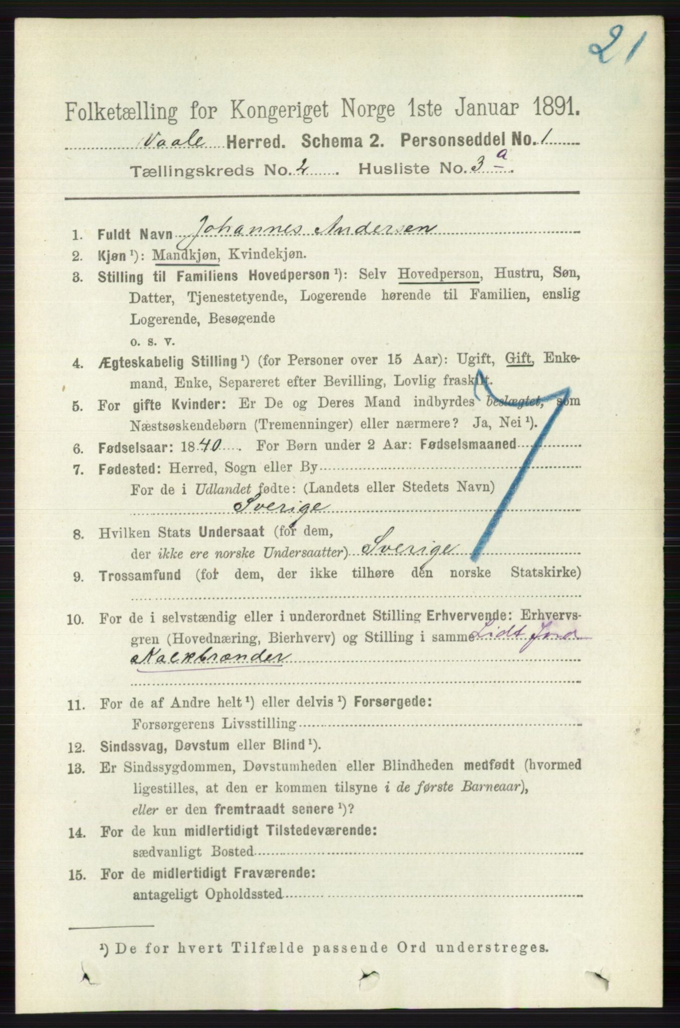 RA, 1891 census for 0716 Våle, 1891, p. 455