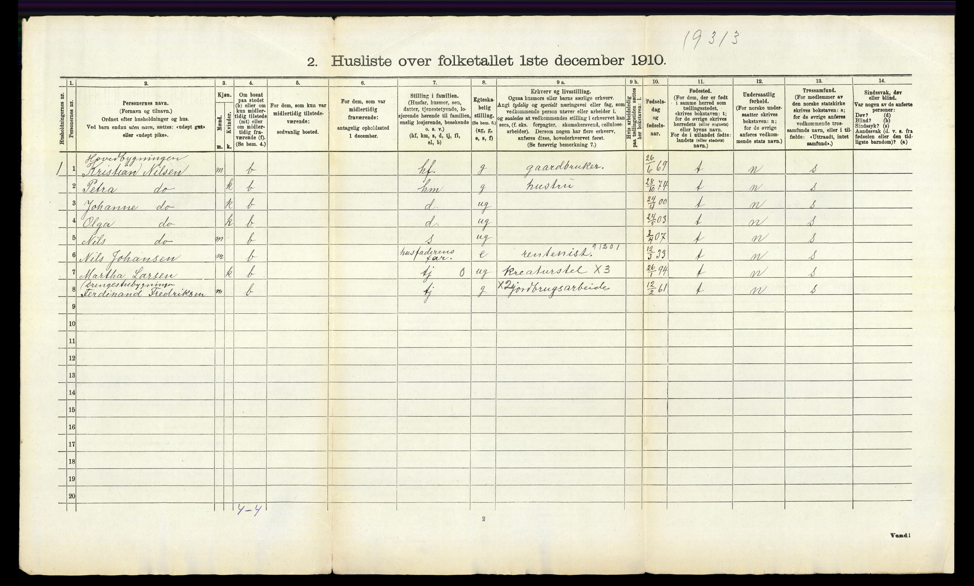 RA, 1910 census for Brunlanes, 1910, p. 58